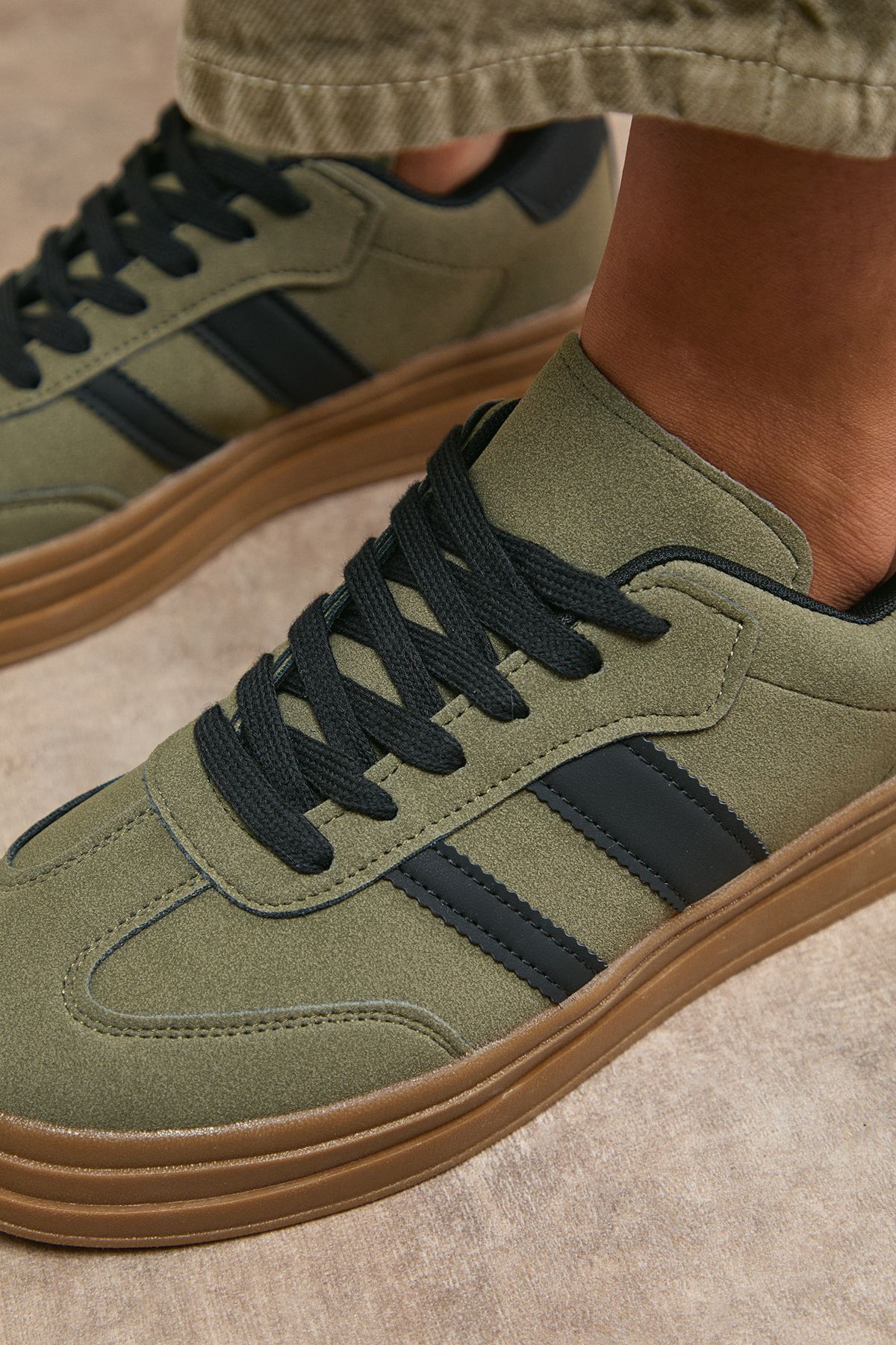 Oasis Isla Faux Suede Lace Up Platform Trainers Navy image 3