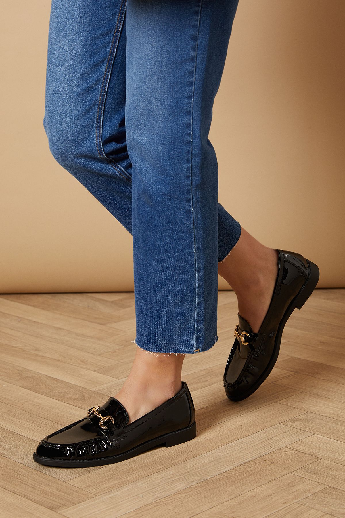 Oasis Brynn Faux Leather Snaffle Detail Loafers True Black image 2