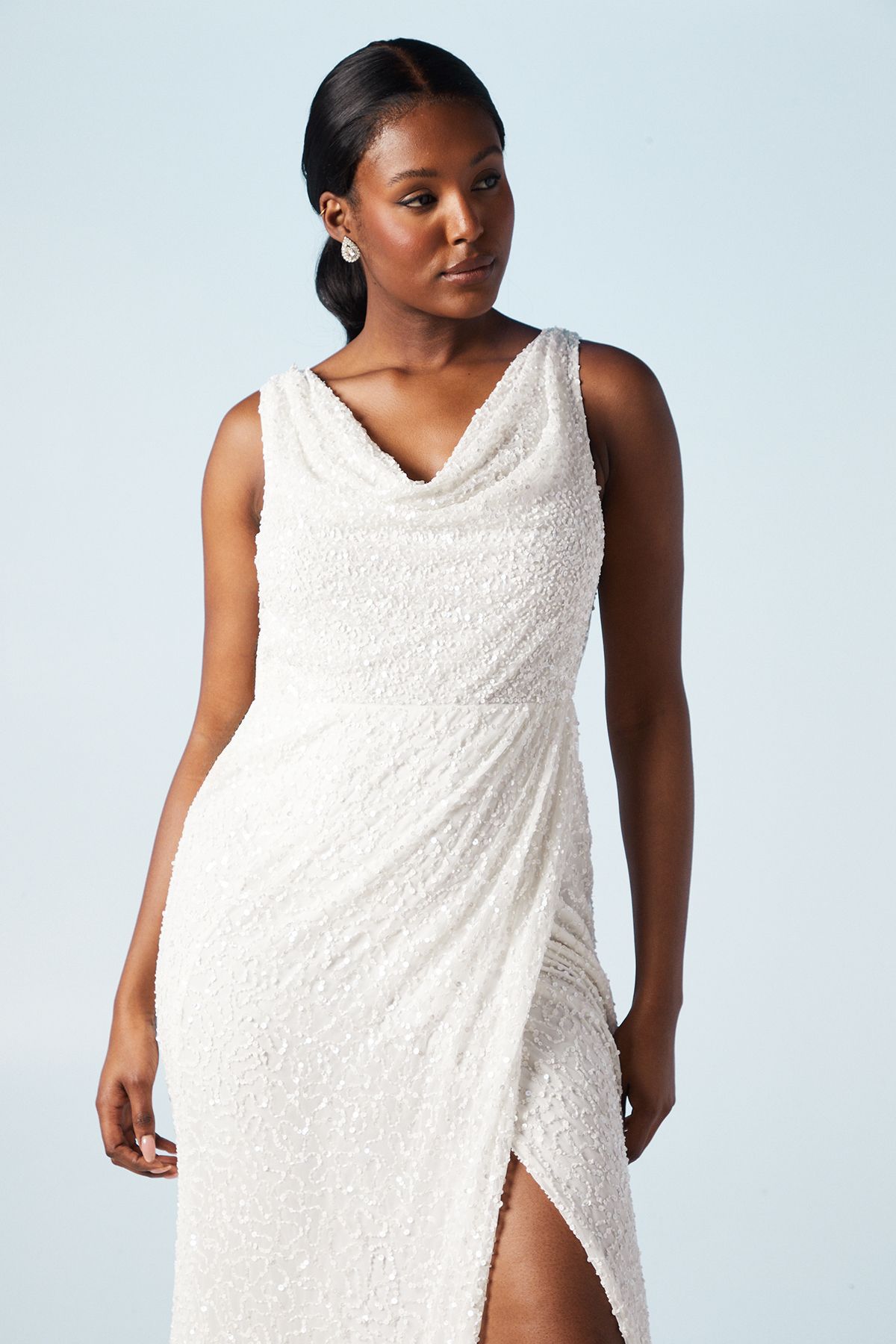 Coast Embellished Cowl Back Wrap Wedding  Dress Ivory image 2