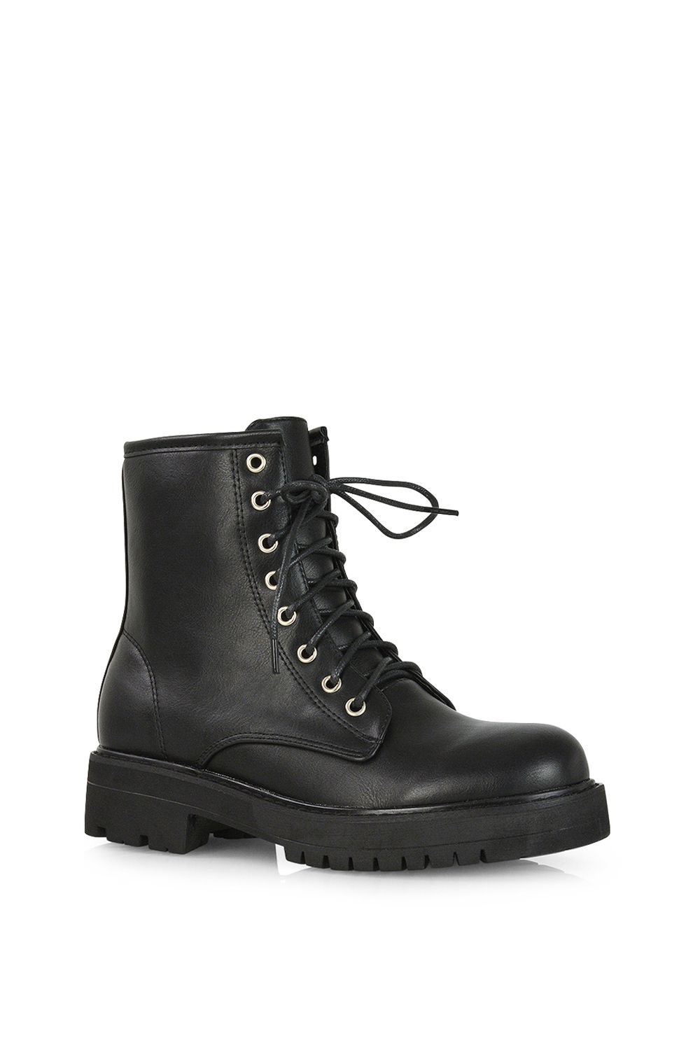 XY London 'Hermoine' Chunky Low Block Heel Lace up Ankle Biker Boots image 2