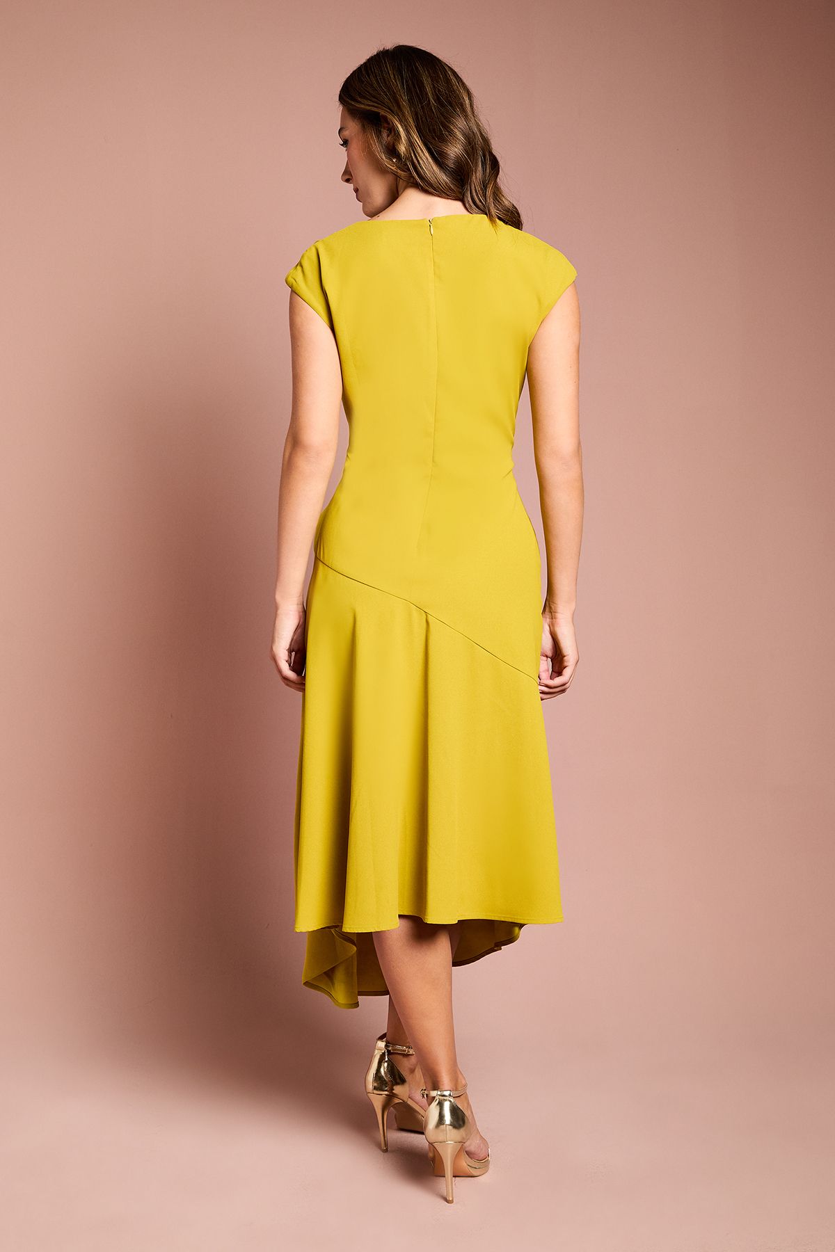 Coast Drape Side Cap Sleeve Midi Dress Chartreuse image 5