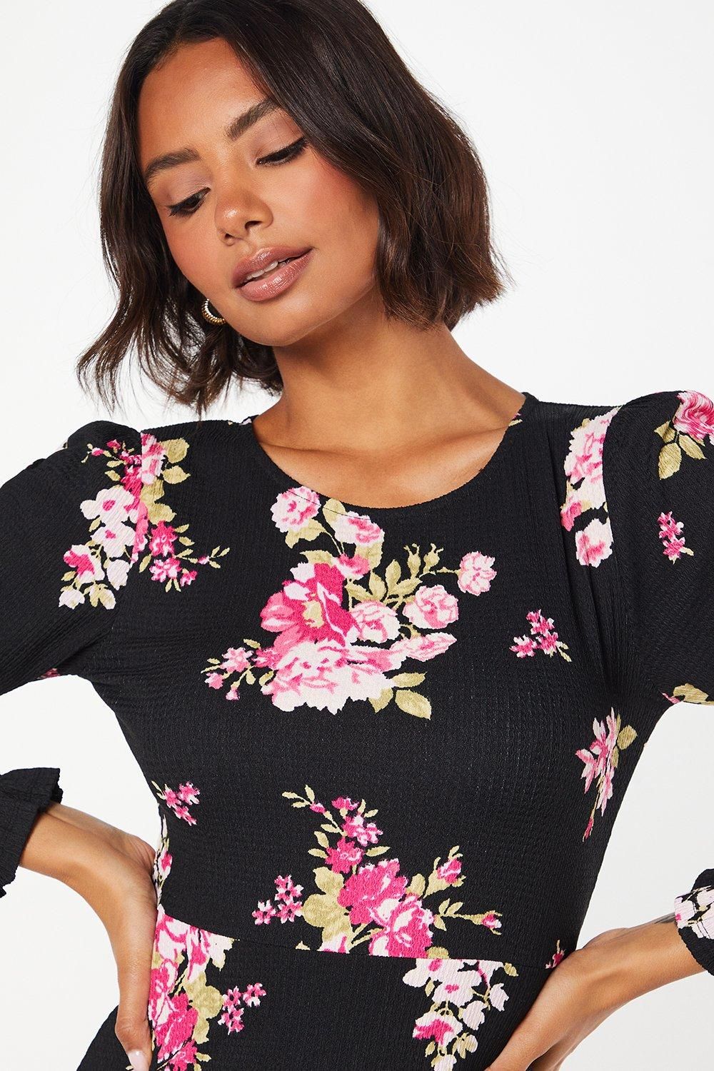 Dorothy Perkins Spaced Floral Long Sleeve Mini Dress Floral image 4