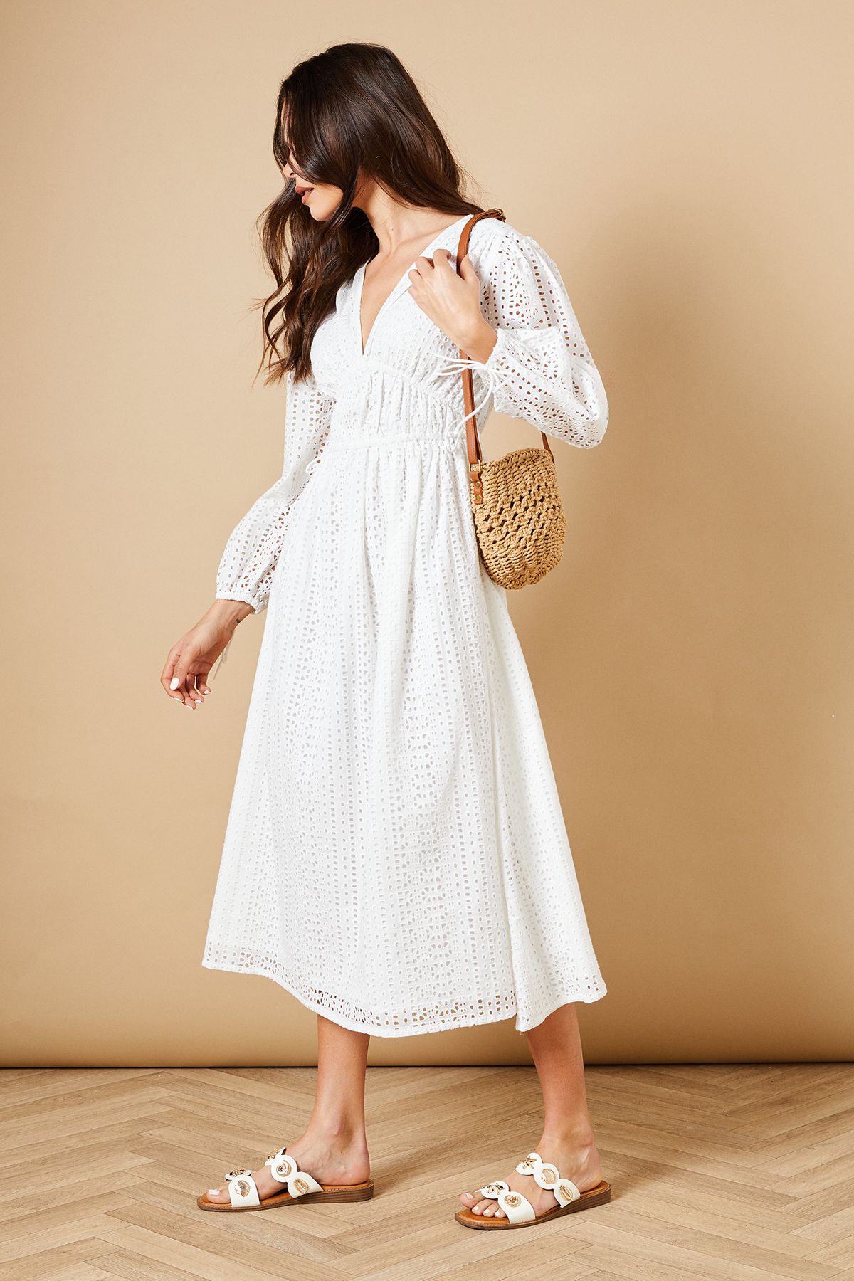 Oasis Sara Rattan Detail Bucket Bag Neutral image 2