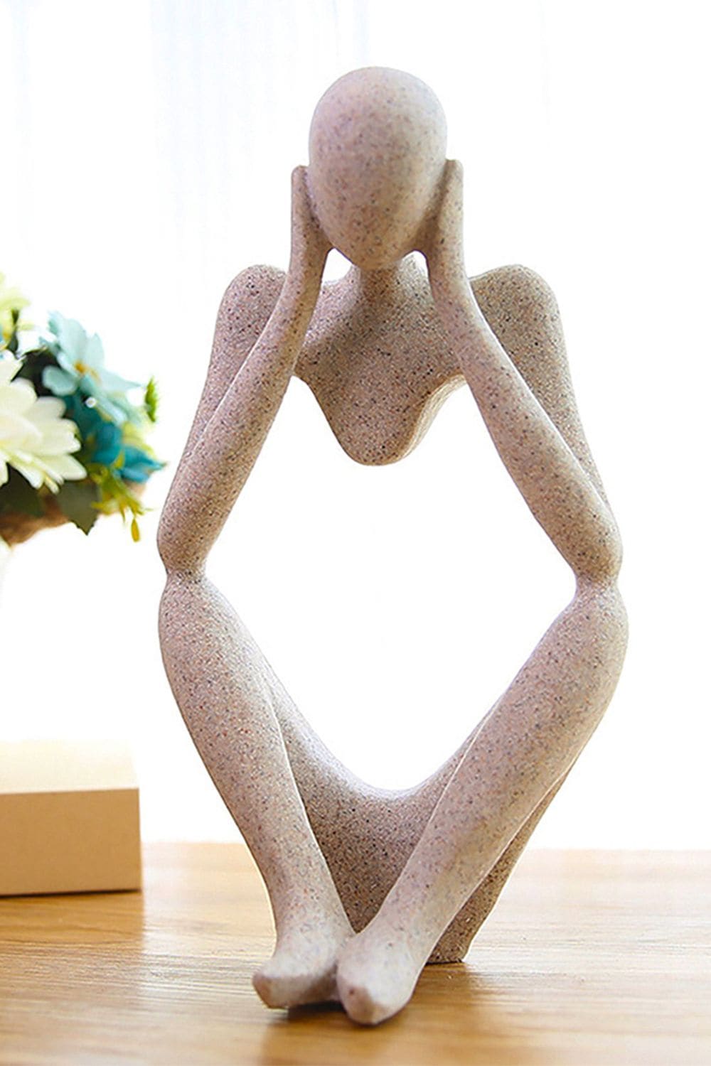 Living and Home Art Abstract Meditator Statue Tabletop Woman Figurine image 1