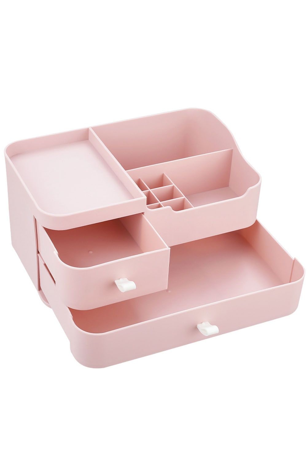 SHEONLY Plastic Makeup Organizer Storage Box Desktop with 2 Drawers image 6
