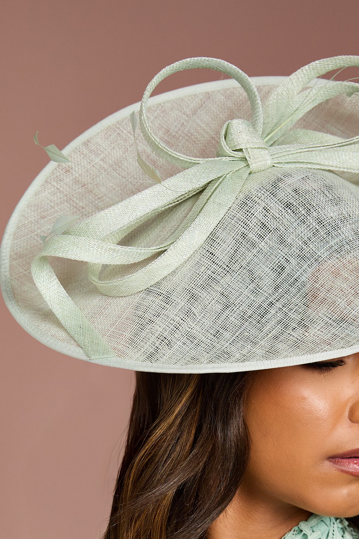 Coast Loop Detail Wide Brim Fascinator Sage image 3