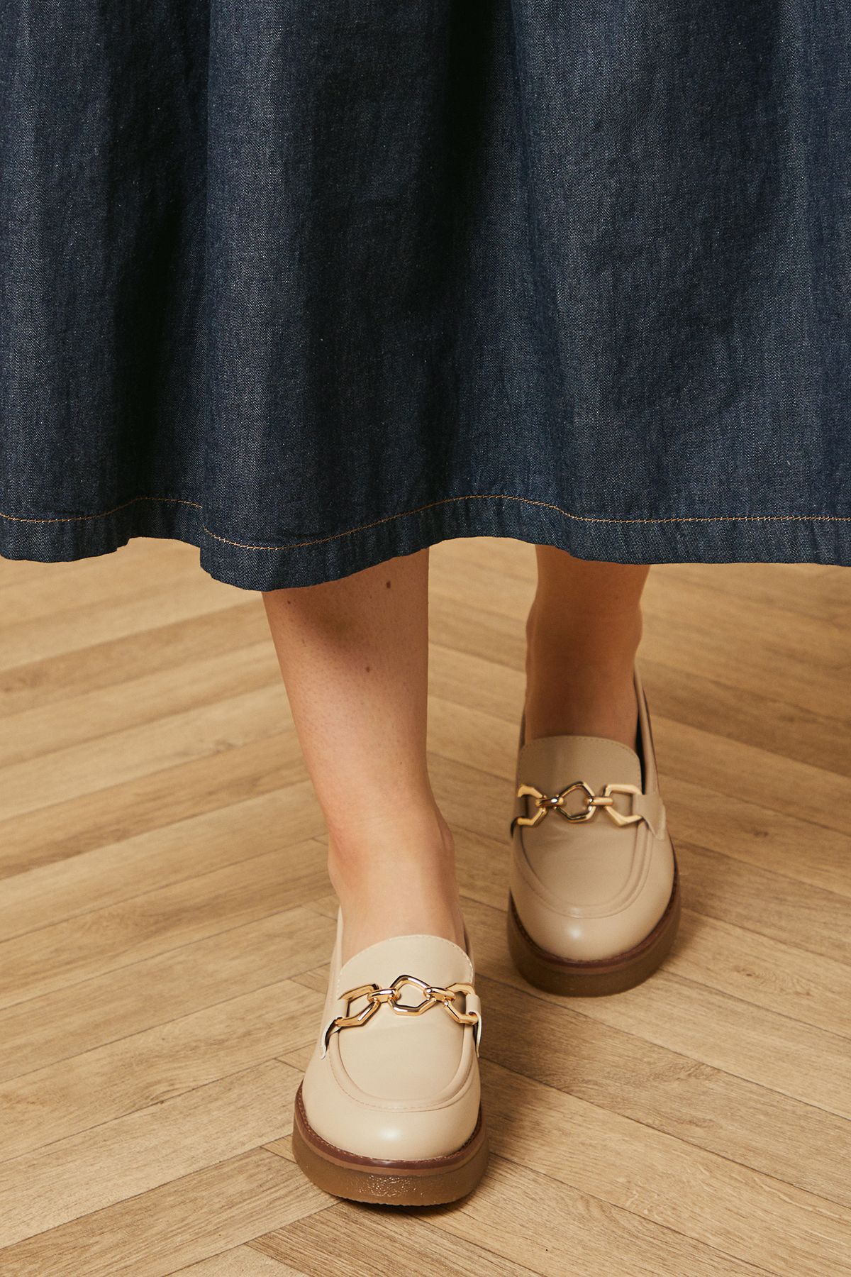 Oasis Bluebell Snaffle Detail Chunky Loafers Beige image 3