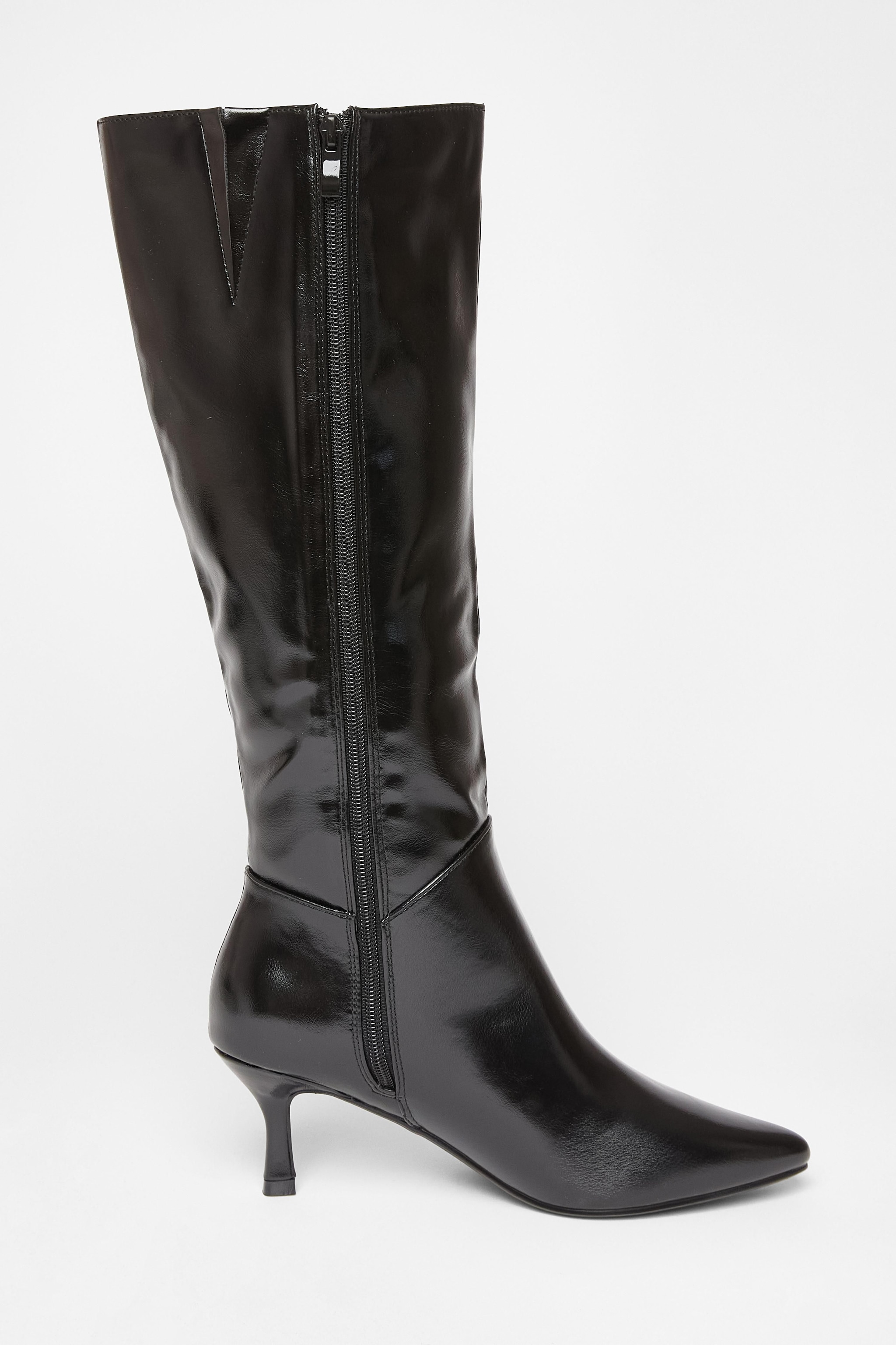 Quiz Black Faux Leather Pointed Toe Boots image 5