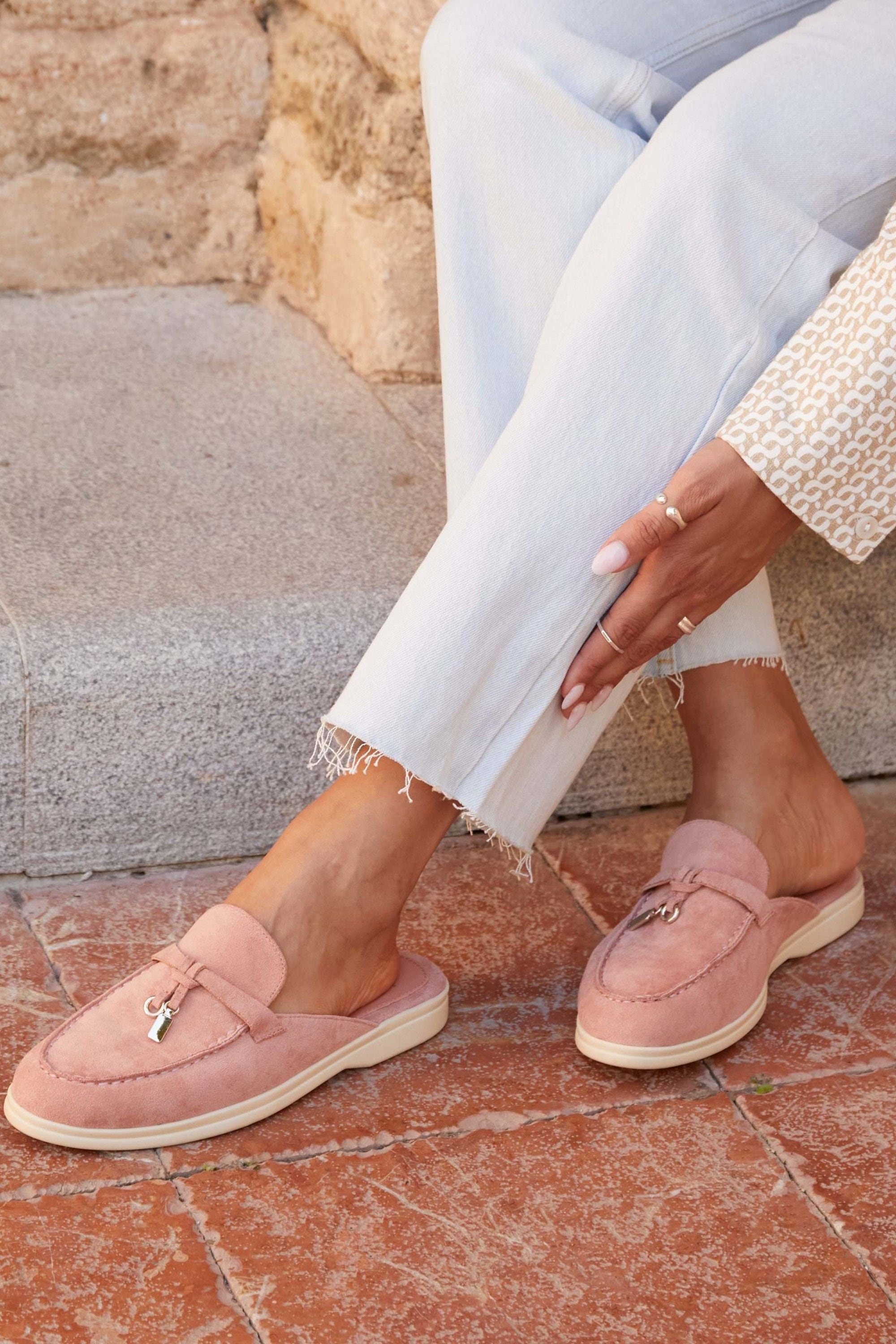 Linzi Alix Pink Faux Suede Slip On Mules image 2