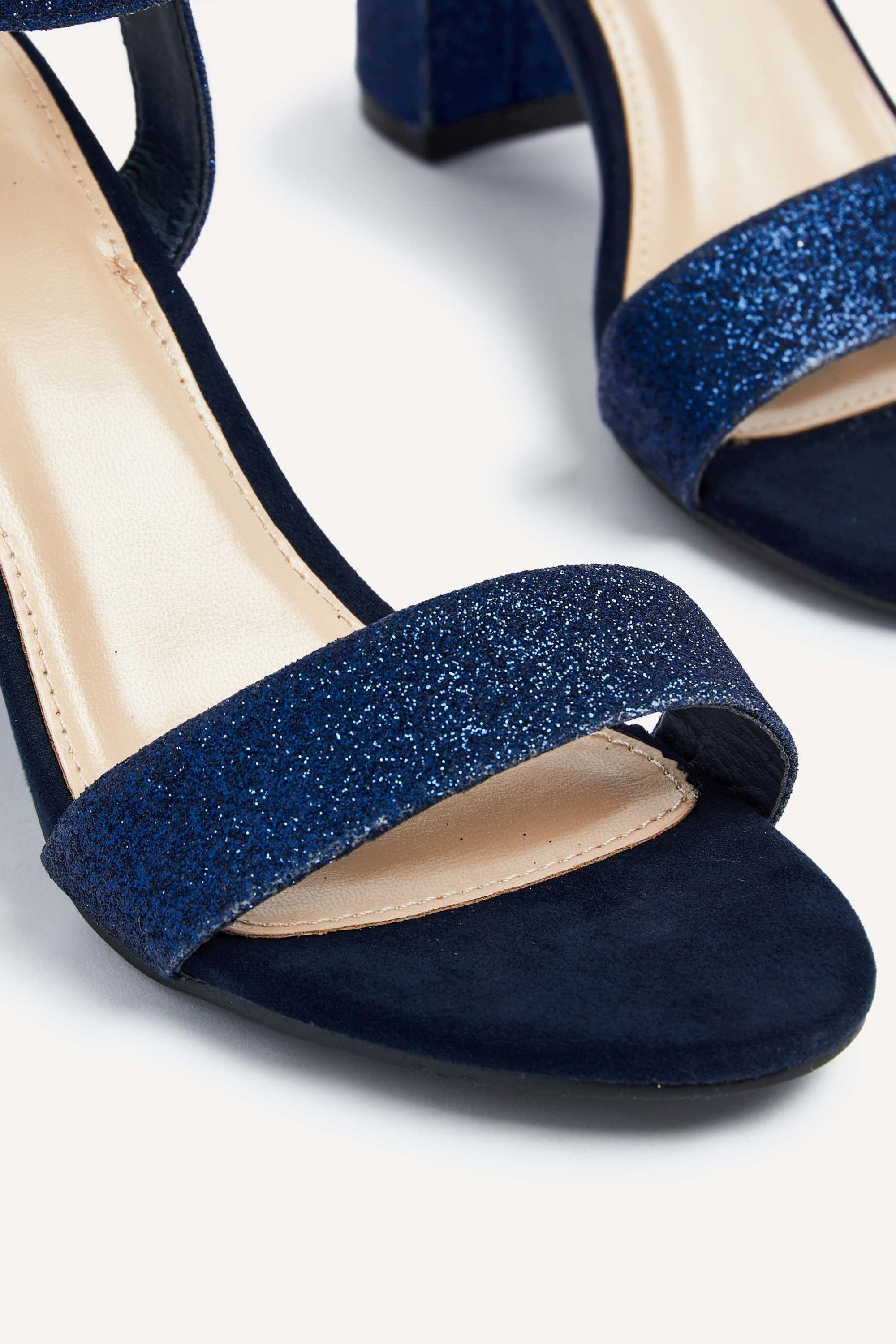 Linzi Skyline Navy Glitter Open Back Barely There Block Heeled Sandal image 5