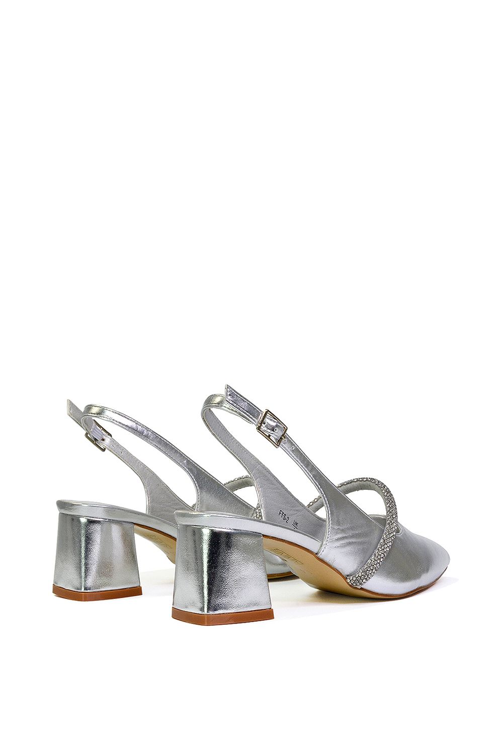 XY London 'Sandie' Sling Back Strappy Pointed Toe Diamante Mid Block Heels image 3