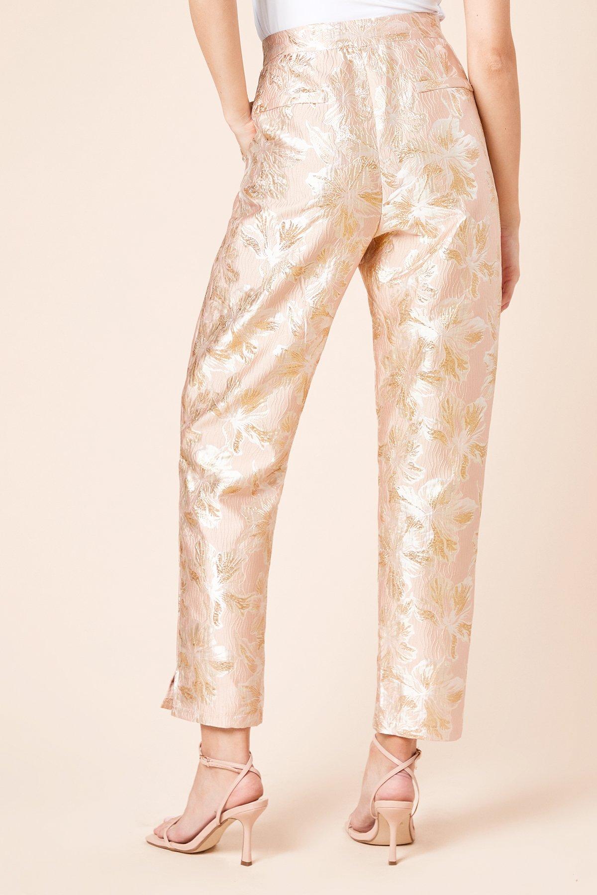 Dorothy Perkins Tailored Jacquard Tapered Trouser Peach image 3