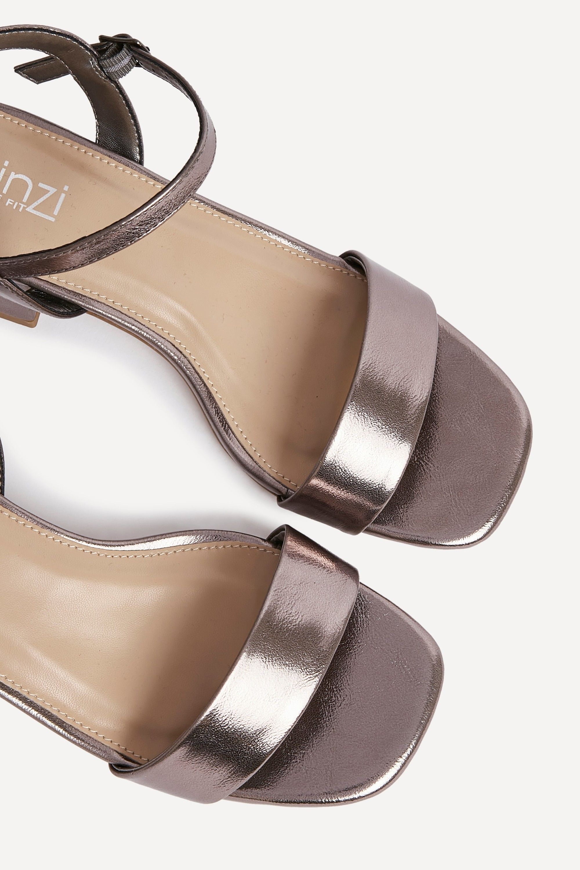 Linzi Carlie Wide Fit Pewter Faux Leather Low Block Heel image 5