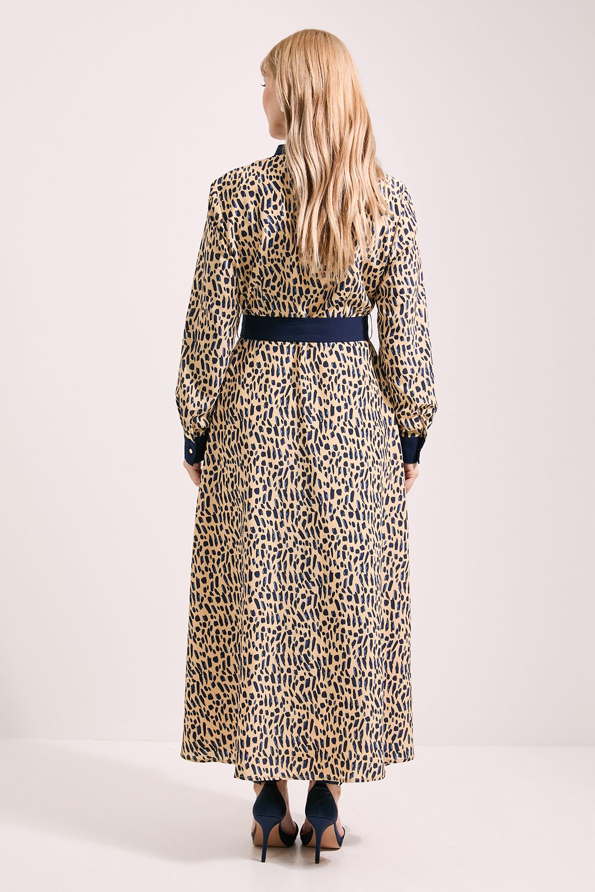 Principles Animal Contrast Collar Printed Belted Midi Dress Animal image 3