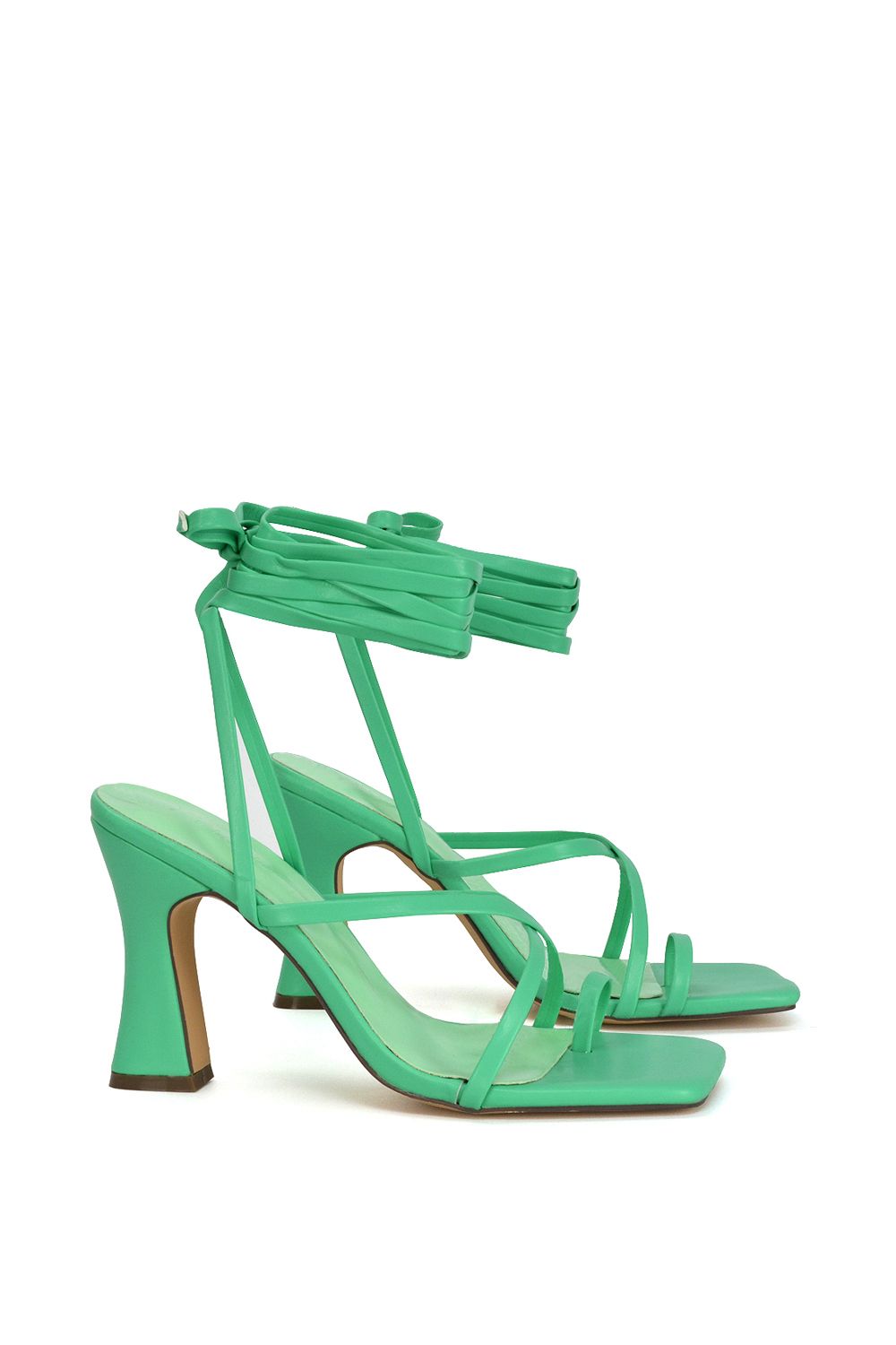 XY London 'Dylan' Square Toe Lace up Strappy Block High Heel Sandals image 2