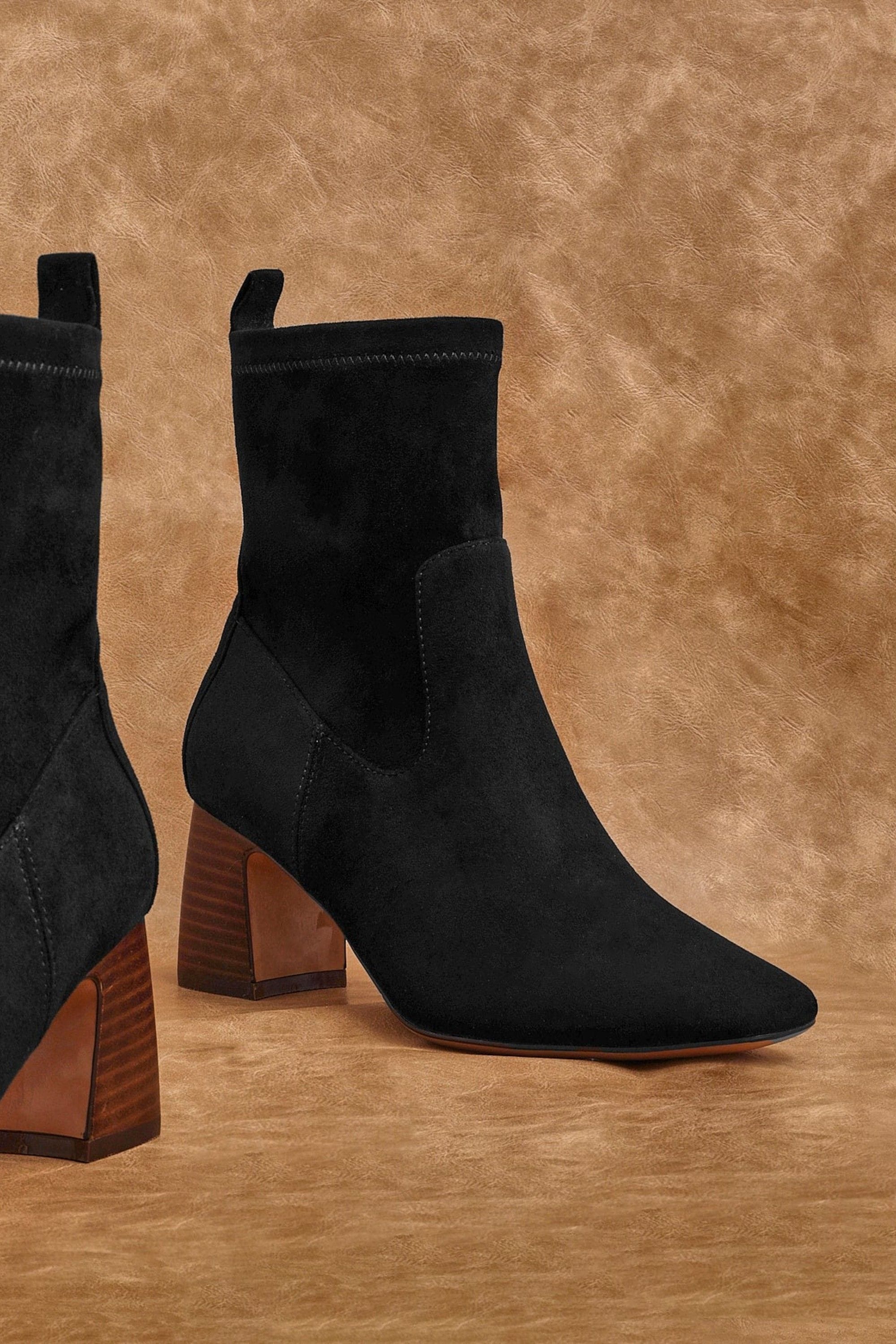 Linzi Francisco Black Faux Suede Heeled Ankle Boot image 2