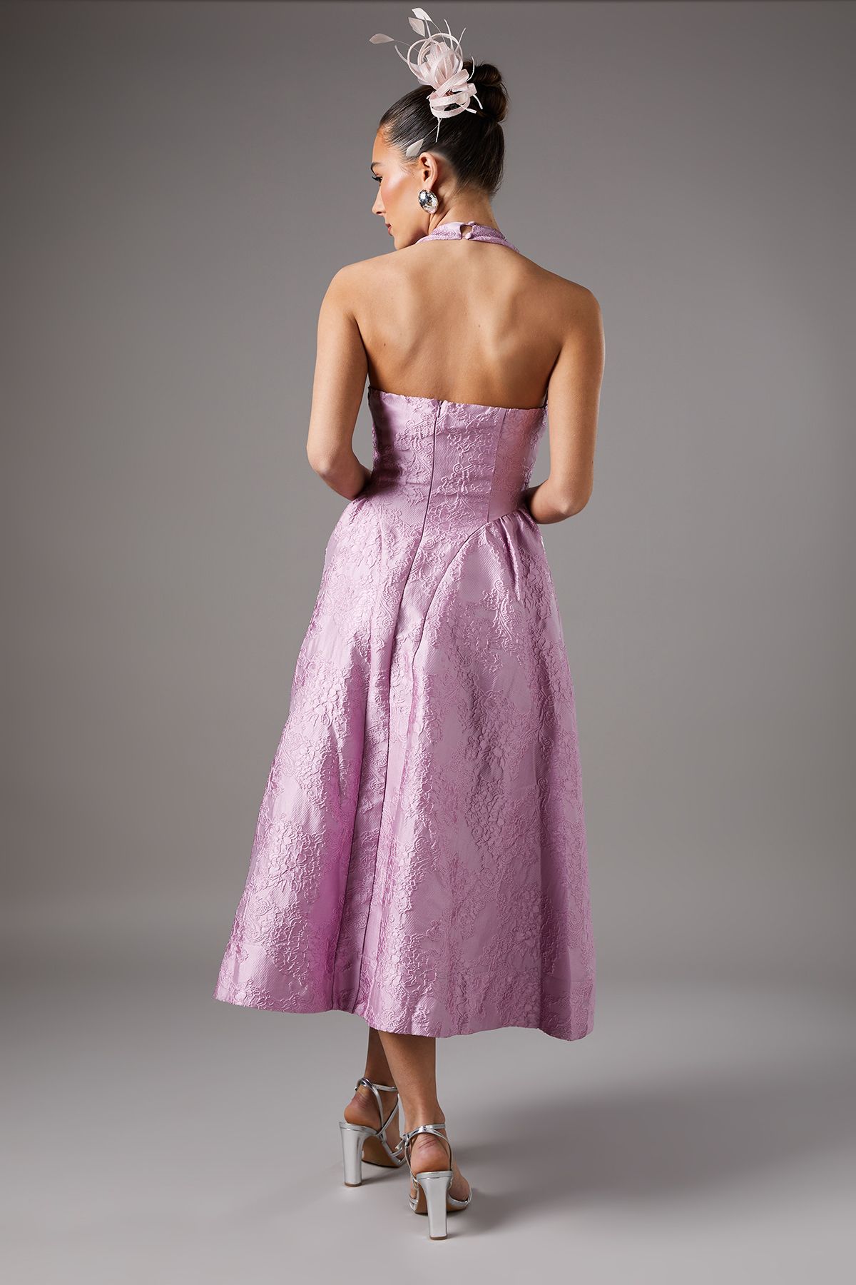 Coast Halter Jacquard Drop Princess Waist Dress Lilac image 4