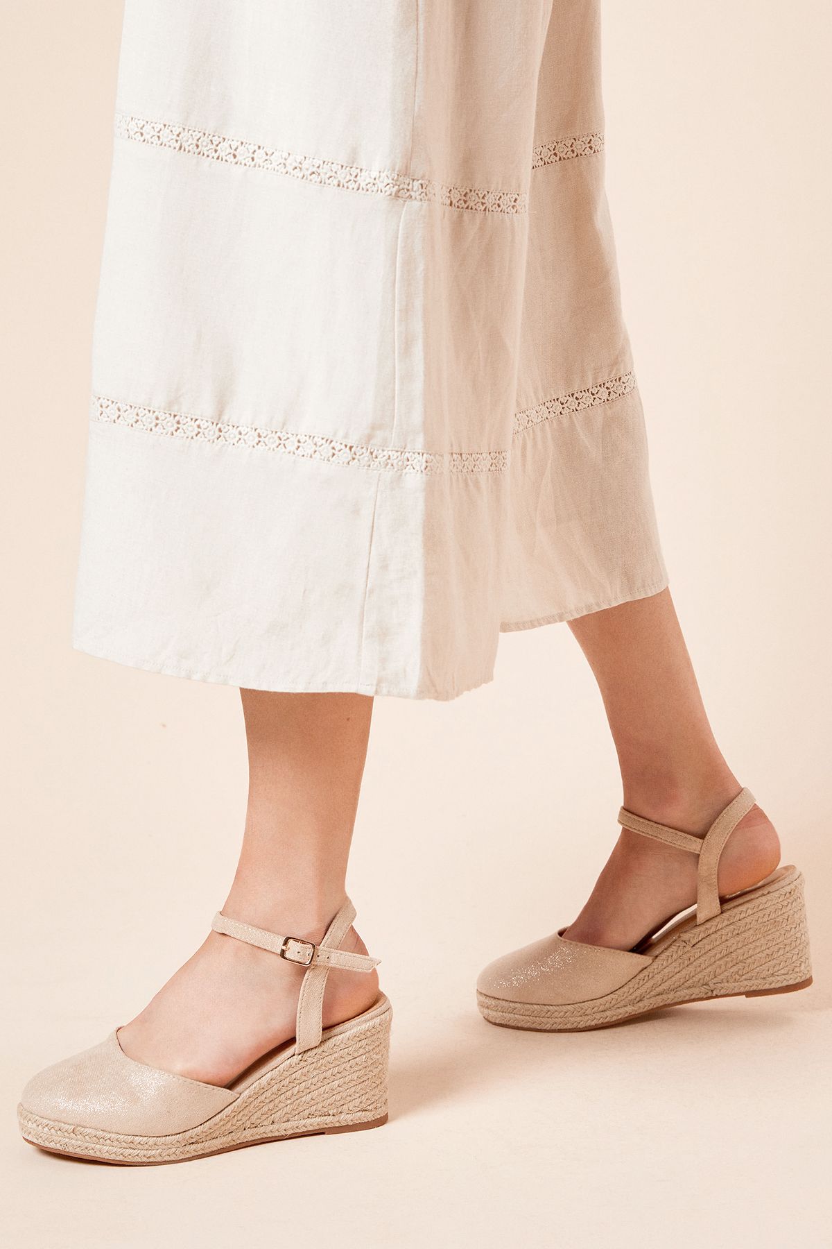 Dorothy Perkins Beige Wide Fit Rumor Faux Suede Closed Toe - Main Image