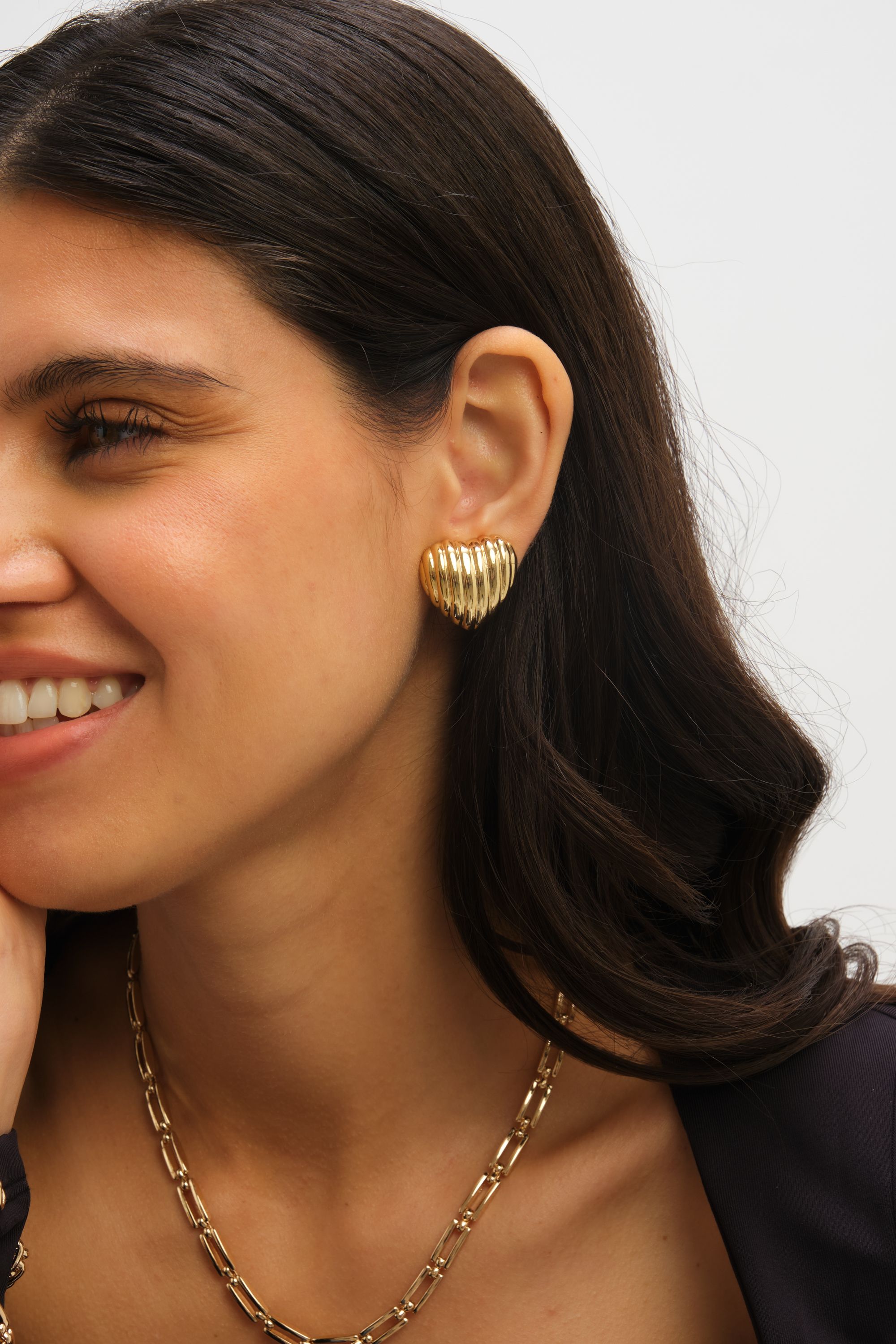 Jon Richard Ridge Puff Heart Clip Earrings image 2