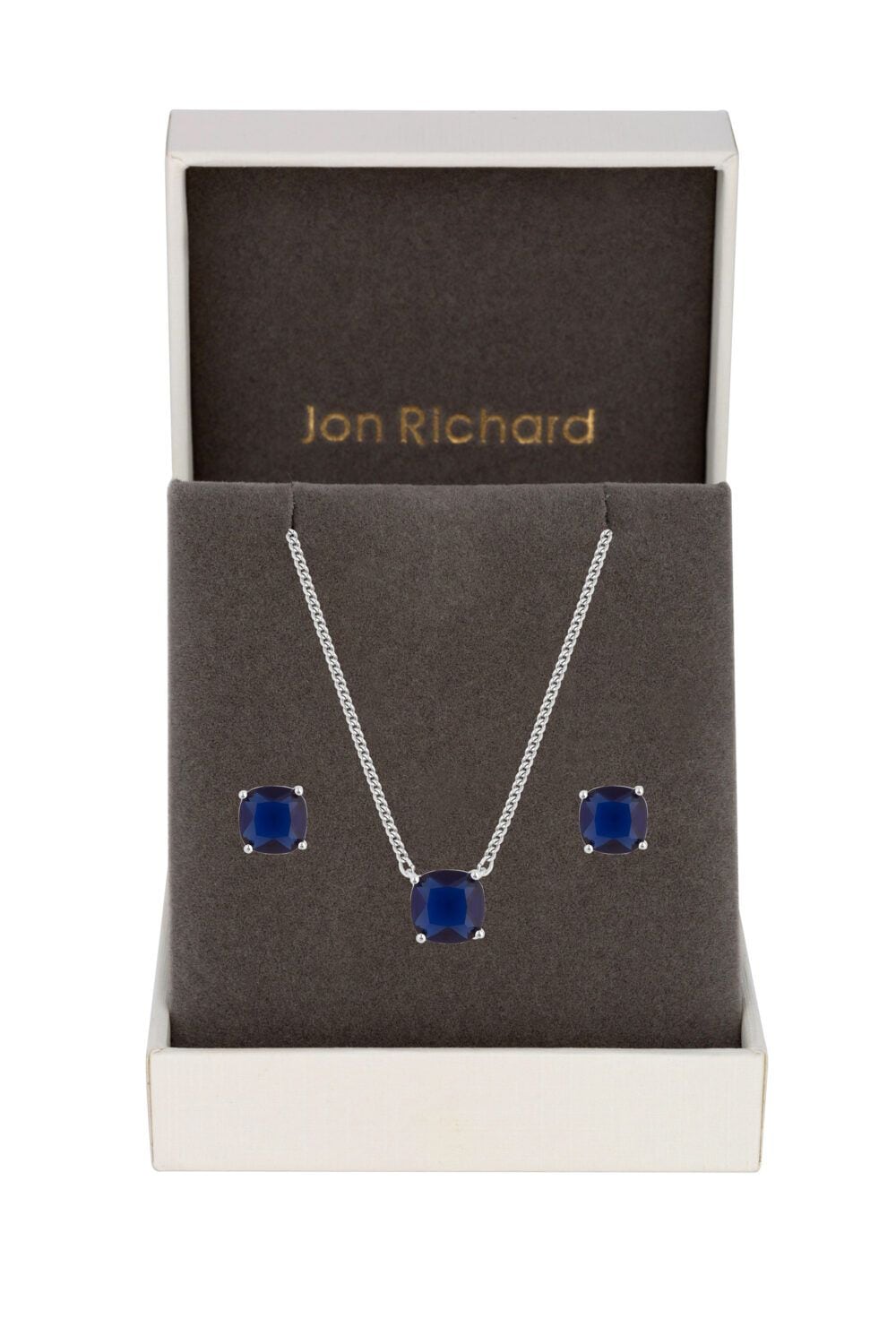 Jon Richard Rhodium Plated Cubic Zirconia Open Stone Sapphire Set - Gift Boxed image 1