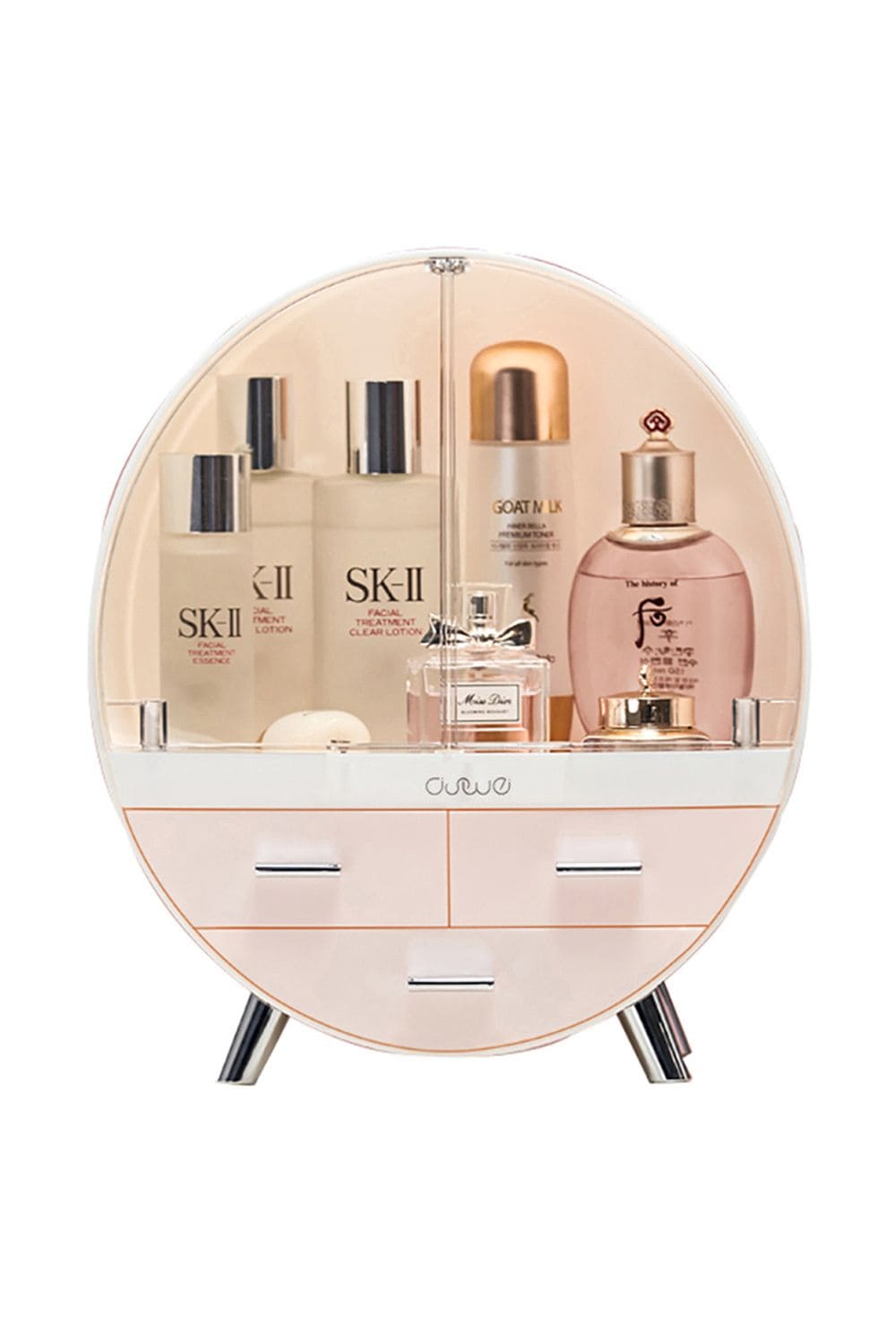 Living and Home Dustproof Round Cosmetic Storage Box Desktop Organzier image 4