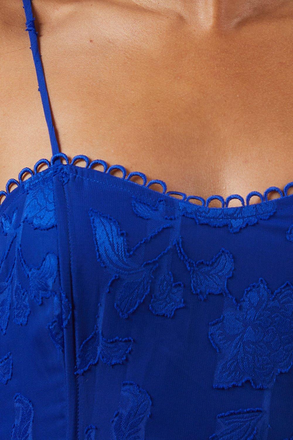 Oasis Petite Occasion Jacquard Peplum Midaxi Dress Cobalt image 5
