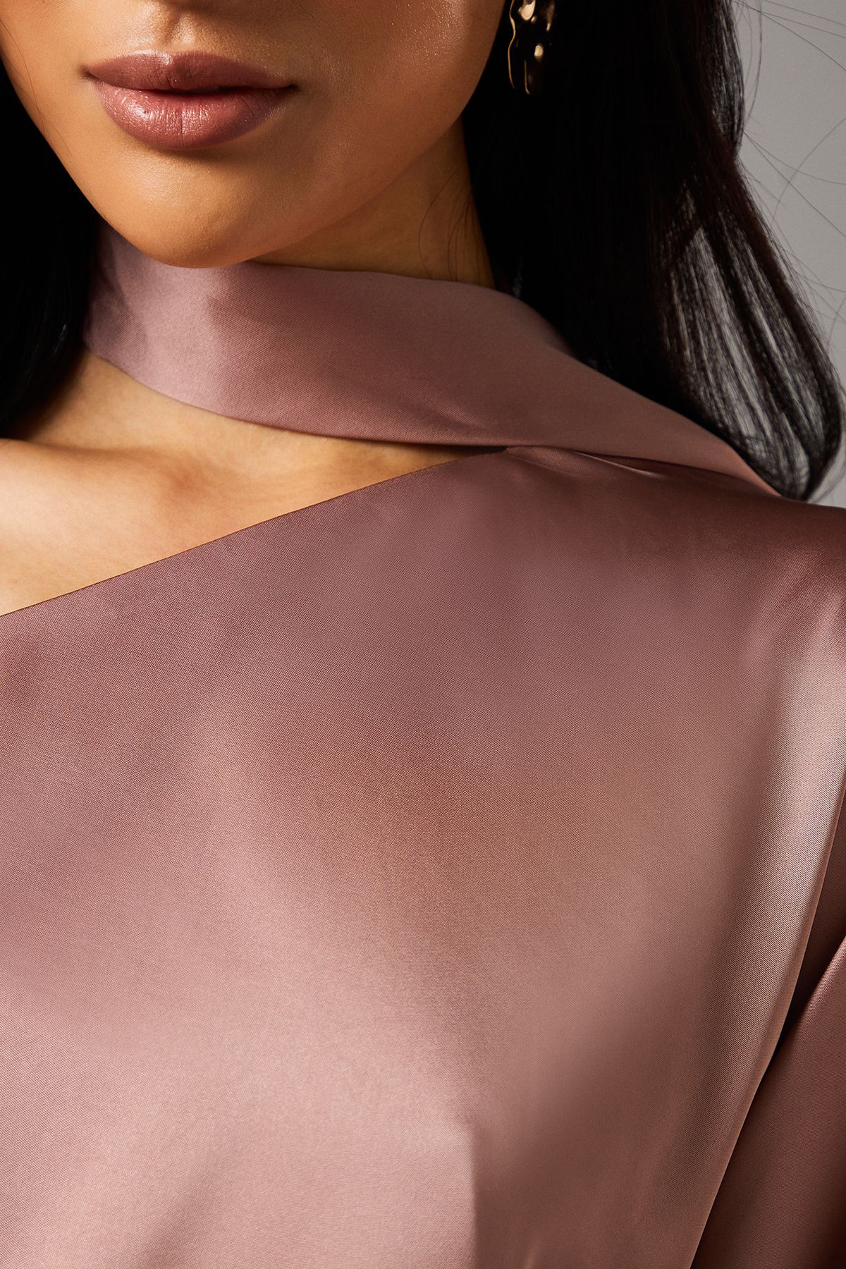 Coast One Shoulder Feather Trim Satin Mini Dress Pink image 5