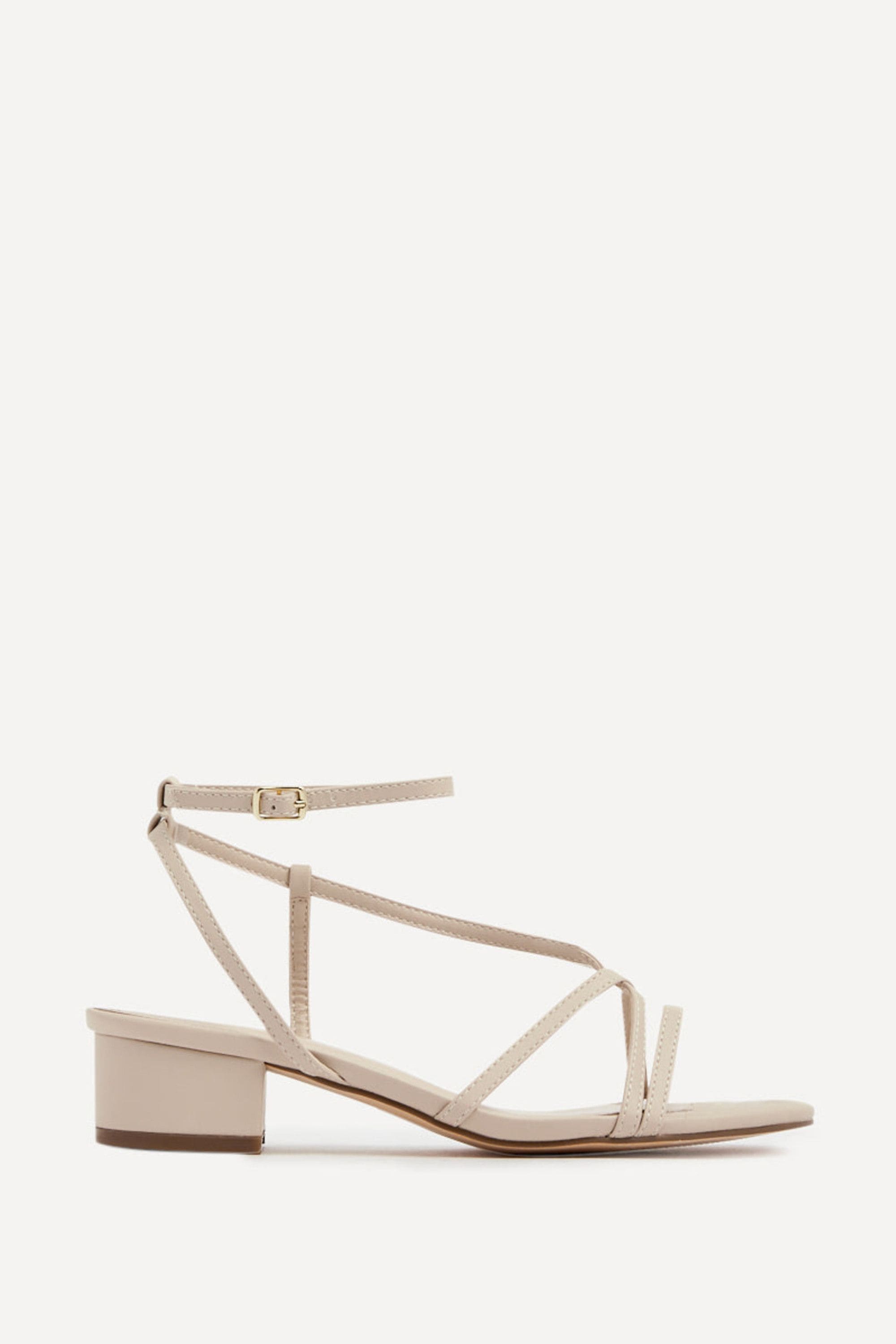 Linzi Calista Nude Faux Leather Strappy Low Block Sandal image 1