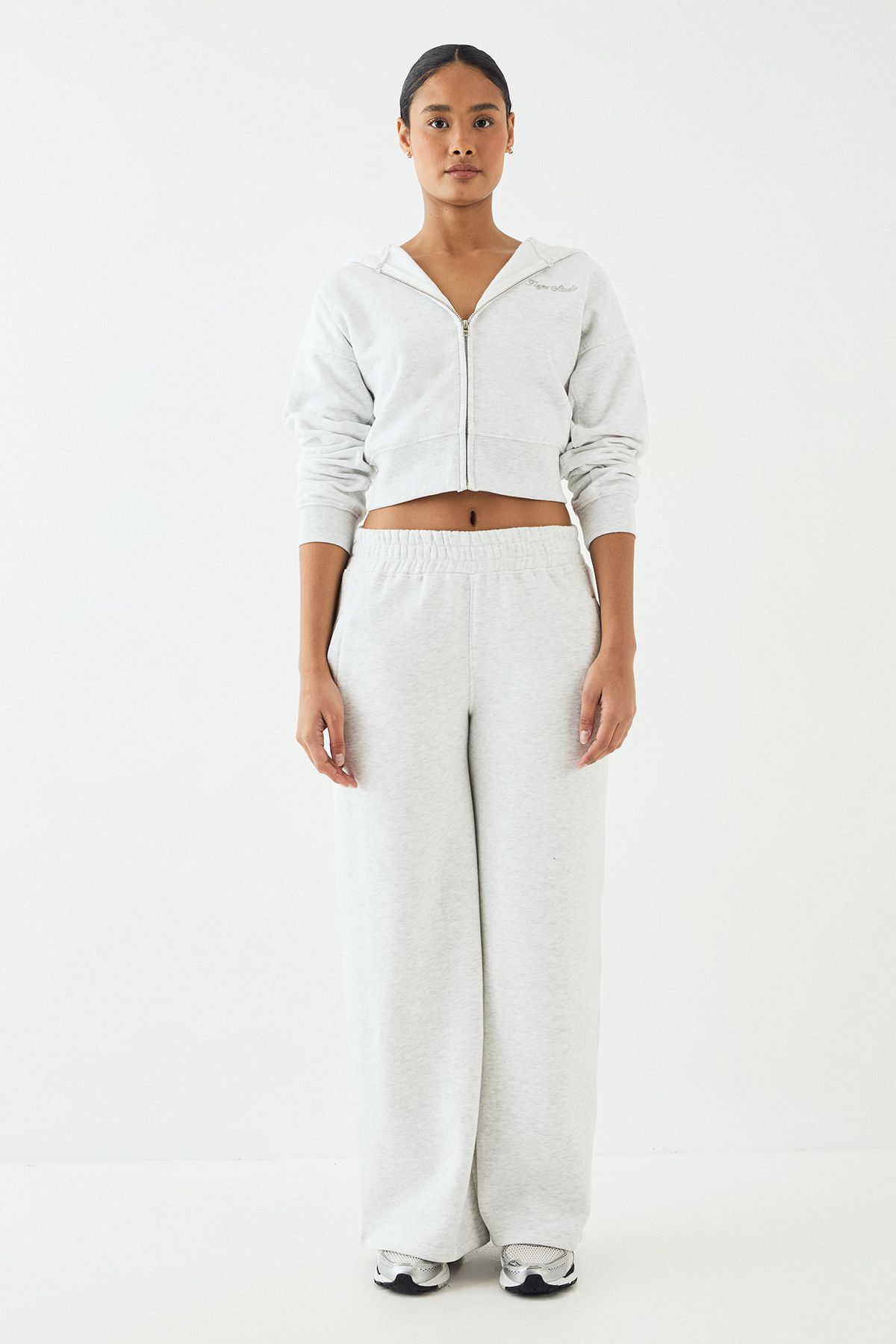 DSGN Studio DSGN Studio Script Embroidered Zip Through Hoodie Ash Grey image 5