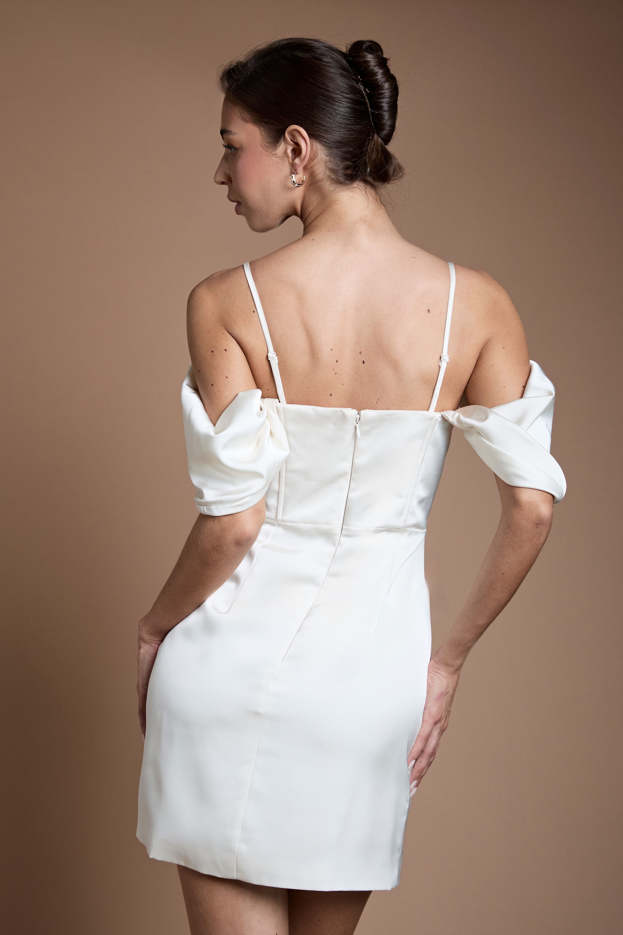 Coast Satin Corset Mini Wedding Dress Ivory image 3