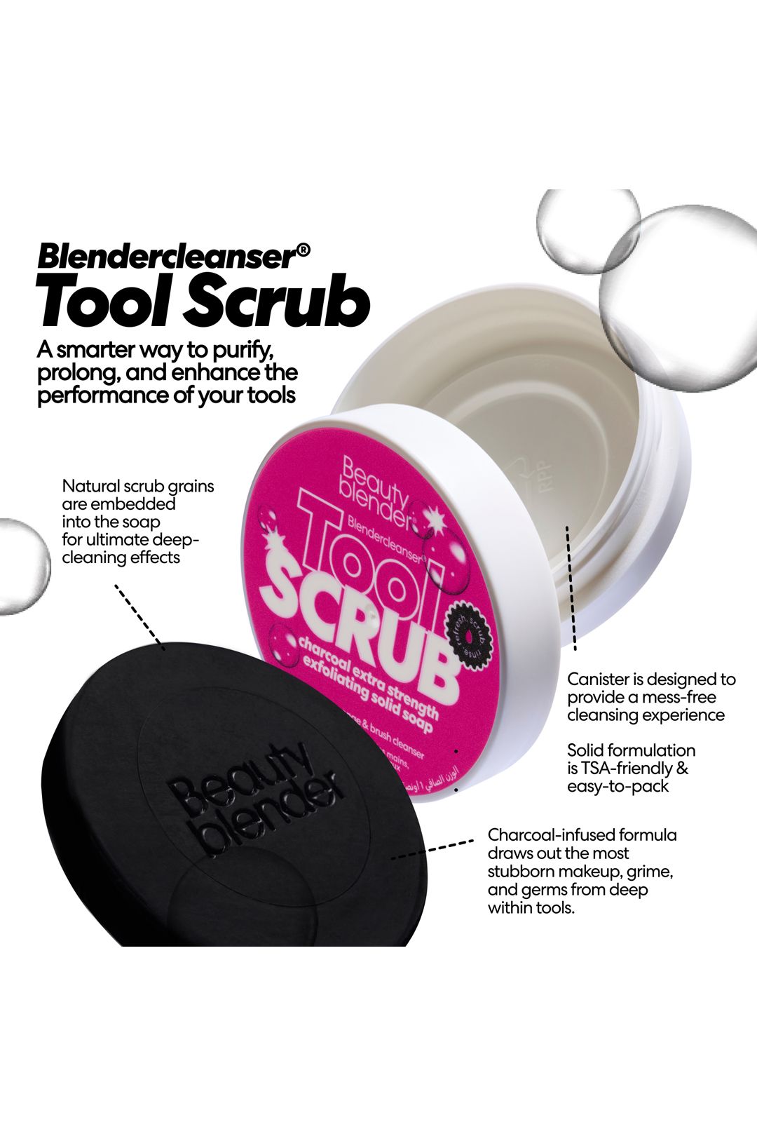 Beautyblender Toolscrub - Hand, Sponge & Brush Cleanser 28g - Charcoal Multi image 2