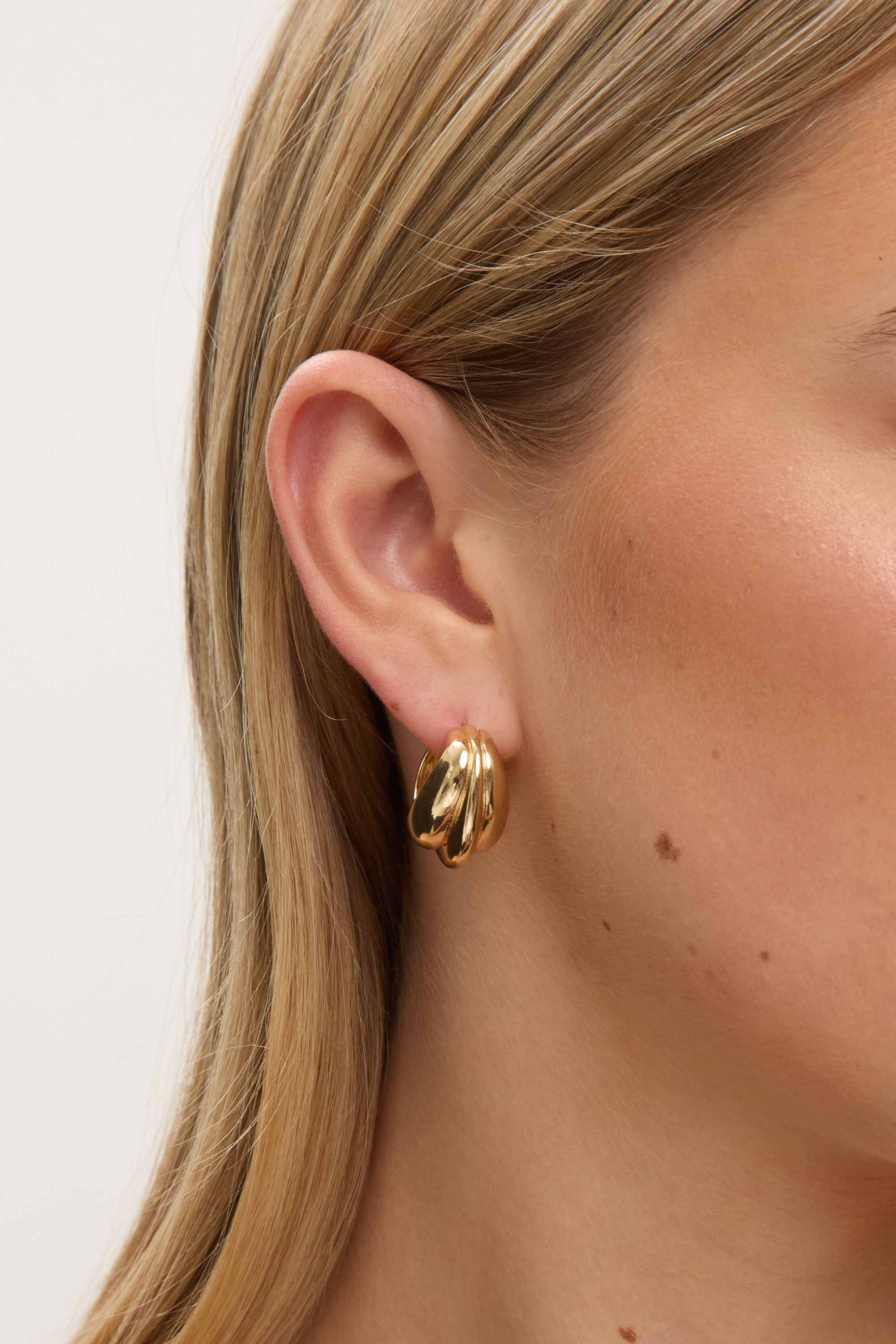 Jon Richard Gold Plated Domed Hoops image 2