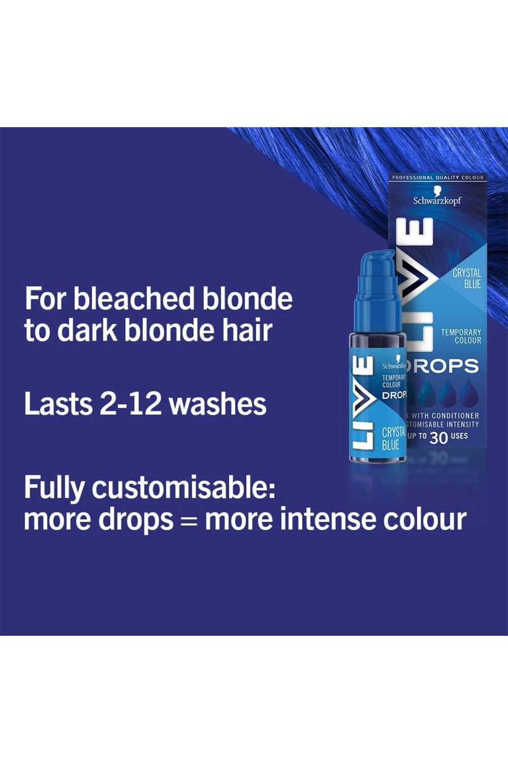 Schwarzkopf Live Colour Drops 'Hair Dye' Crystal Blue 3 Pack image 2