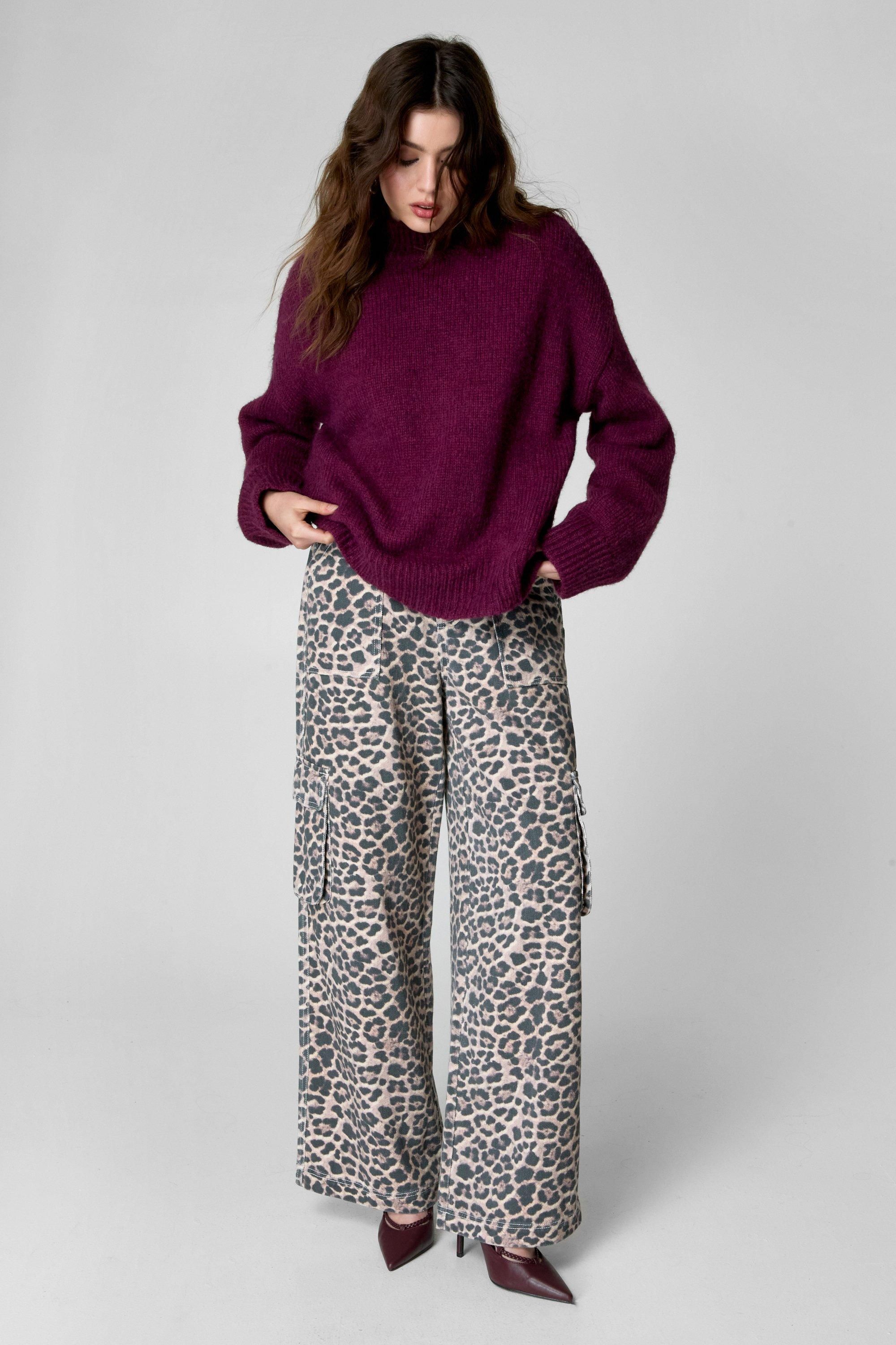 NastyGal Turtleneck Jumper Burgundy image 2