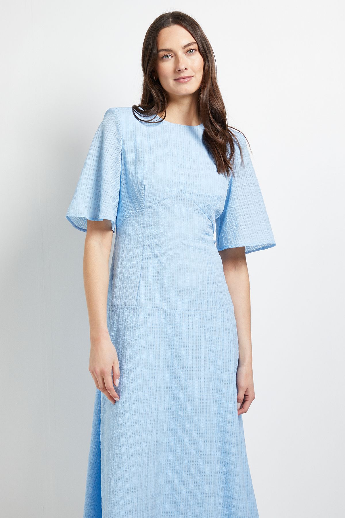 Principles Drop Waist Fit & Flare Jacquard Midi Dress Light Blue image 4