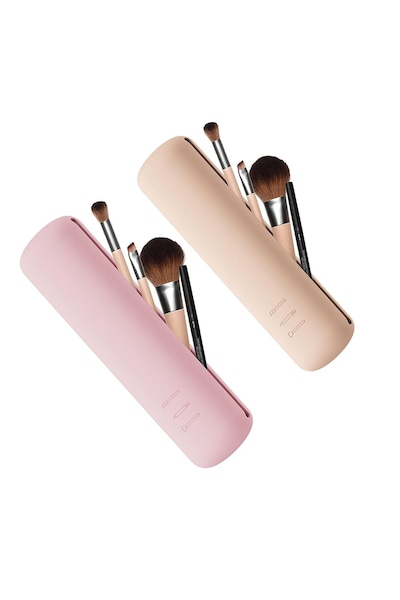 SHEONLY 2PCS Travel Makeup Brush Holder With Magnetic Closure Waterproof