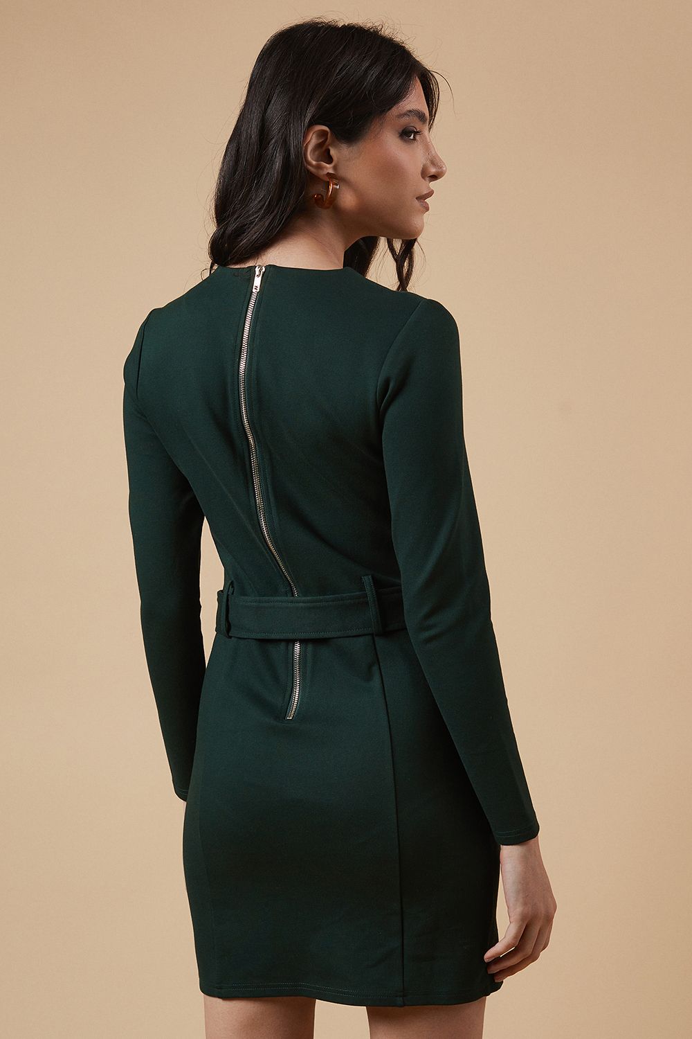 Oasis Ponte Belted Mini Dress Forest image 3