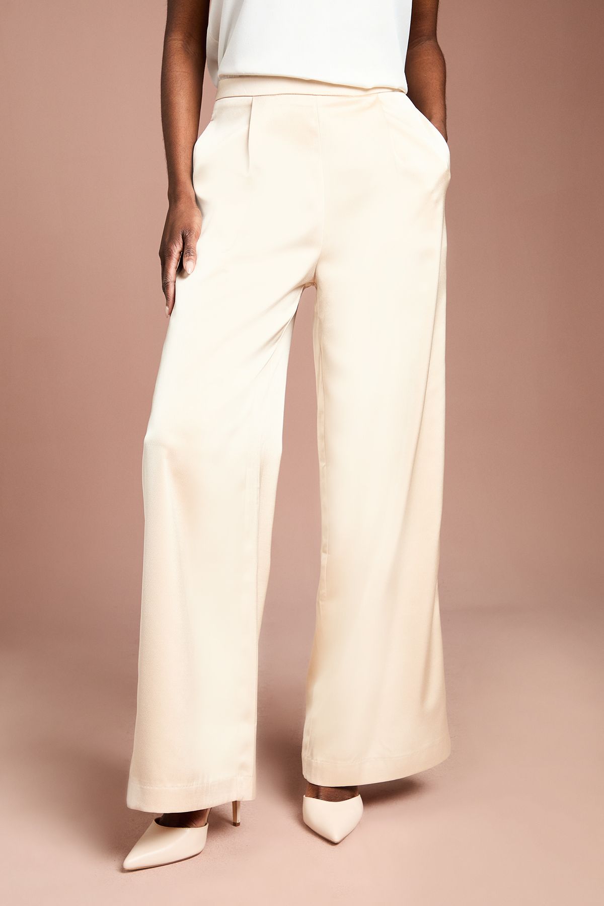 Coast Satin Flare Trouser Champagne image 2