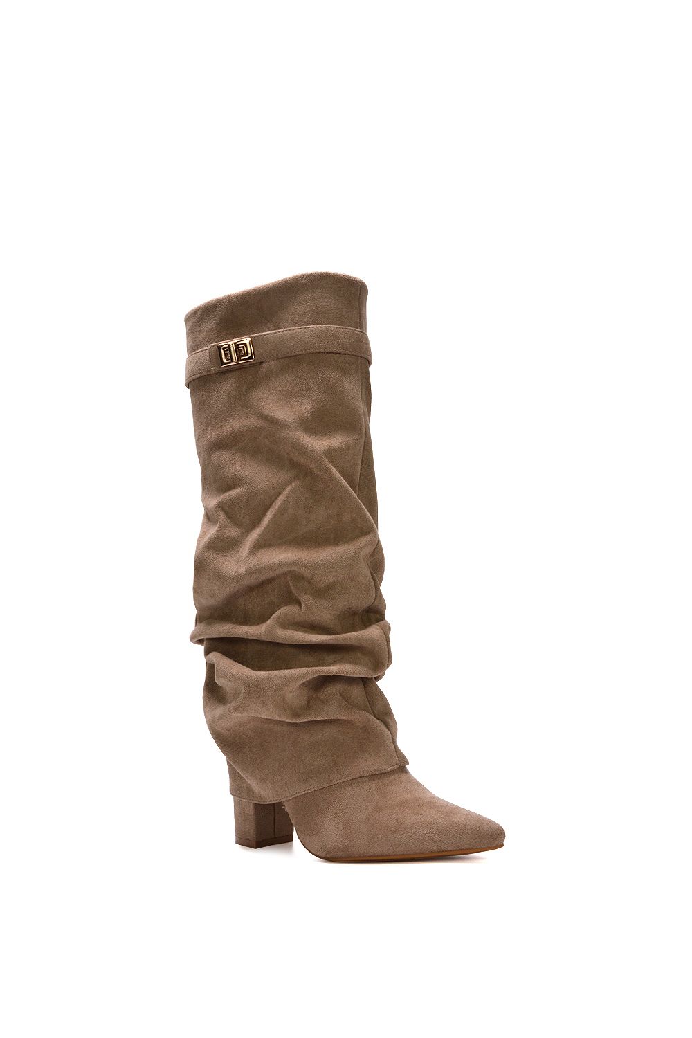 XY London 'Zaria' Slouchy Block Heel Knee High Fold Over Boots image 2