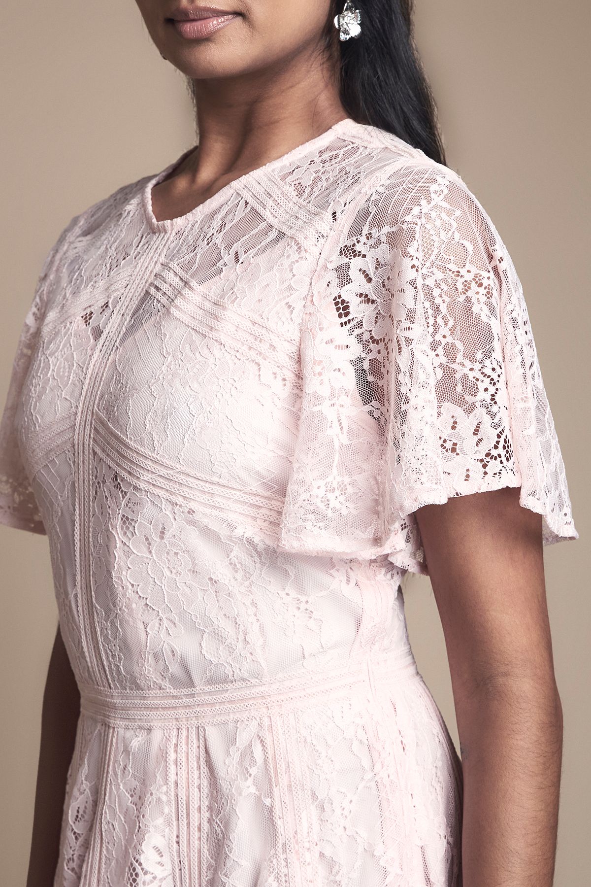 Oasis Angel Sleeve Lace Bridesmaid Dress Blush image 5