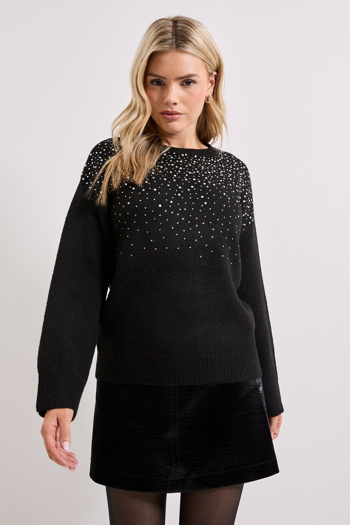 Dorothy Perkins Black Scattered Sparkle Knitted Jumper Black image 4
