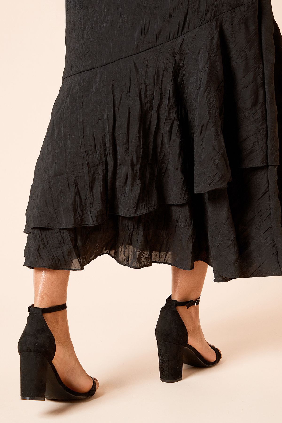 Dorothy Perkins Wide Fit Spark High Block Heel Sandals Natural Black image 4