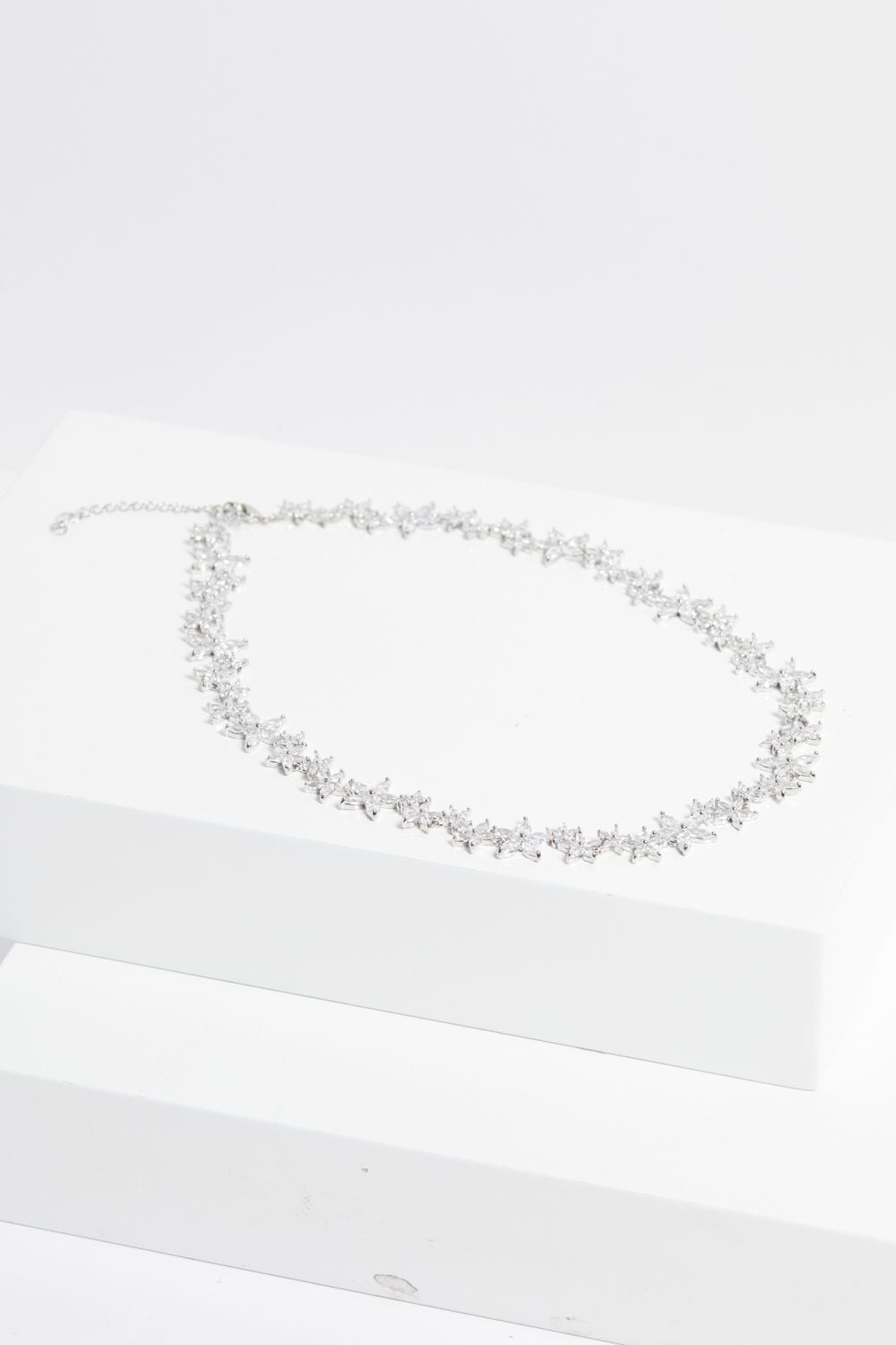 Jon Richard Rhodium Plated Cubic Zirconia Mixed Floral Allway Necklace image 2