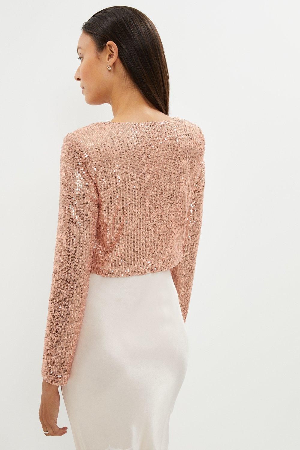 Coast Tie Front Sequin Jacket Blush image 3