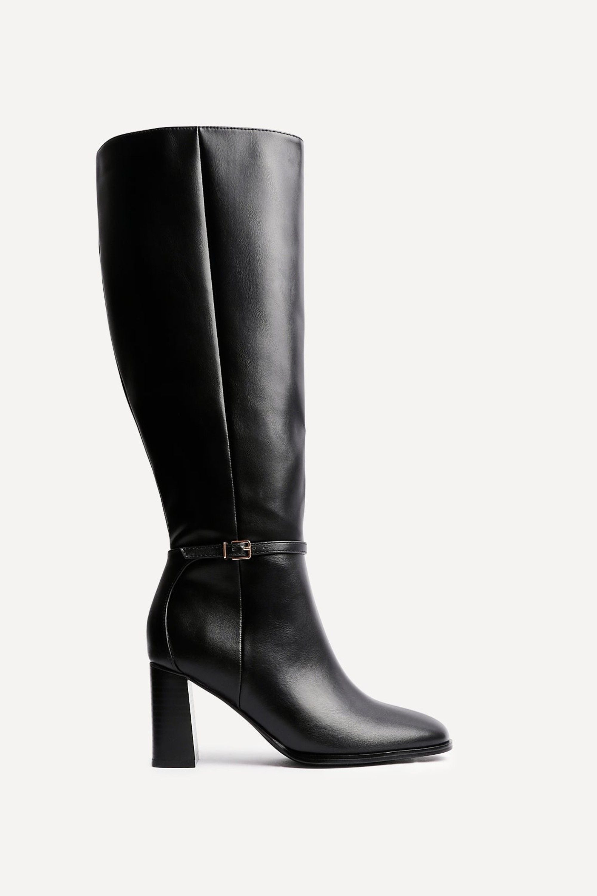 Linzi Midtown Black Faux Leather Long Heeled Boot image 1
