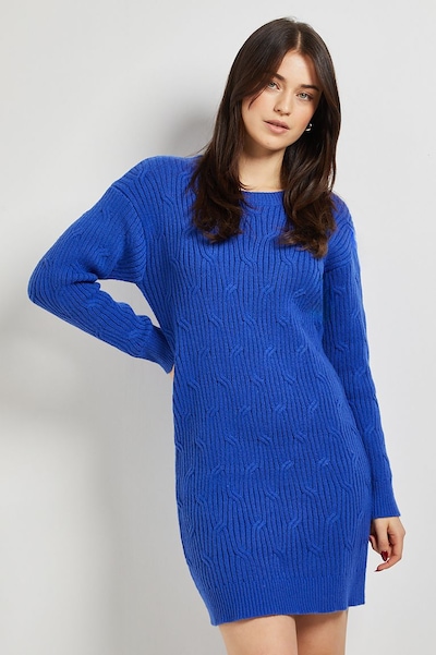 Dorothy Perkins Cable Rib Knitted Dress Cobalt