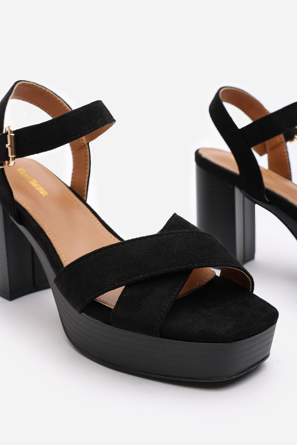 Where's That From 'Yvette' Wide Fit Suede Cross Over Platform Sandals With Buckle Strap image 4