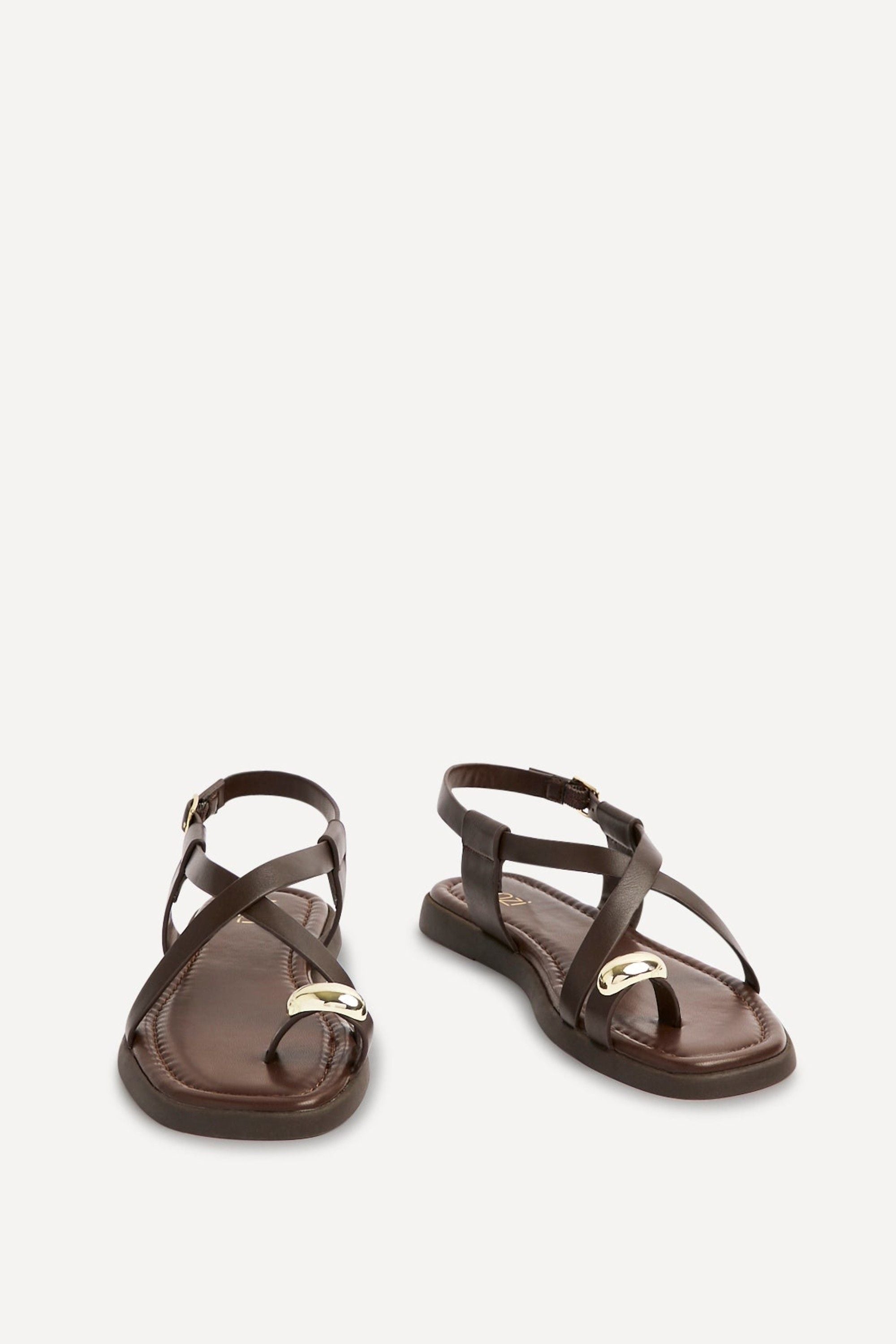 Linzi Salma Brown & Gold Flat Sandals image 3