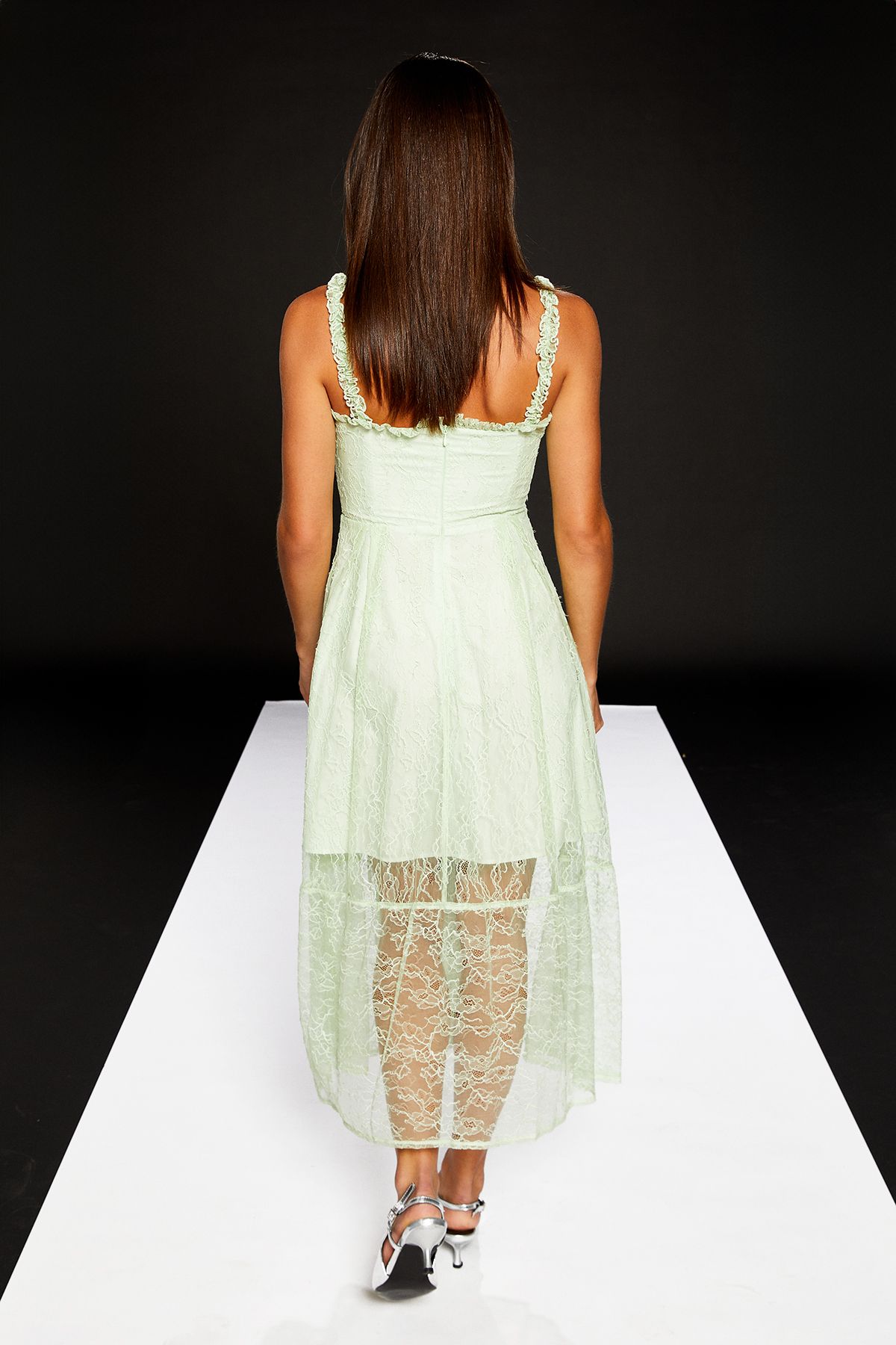 RUNWAY 1.8.1.8 Runway 1.8.1.8 Lace Detail Maxi Dress Sage image 3