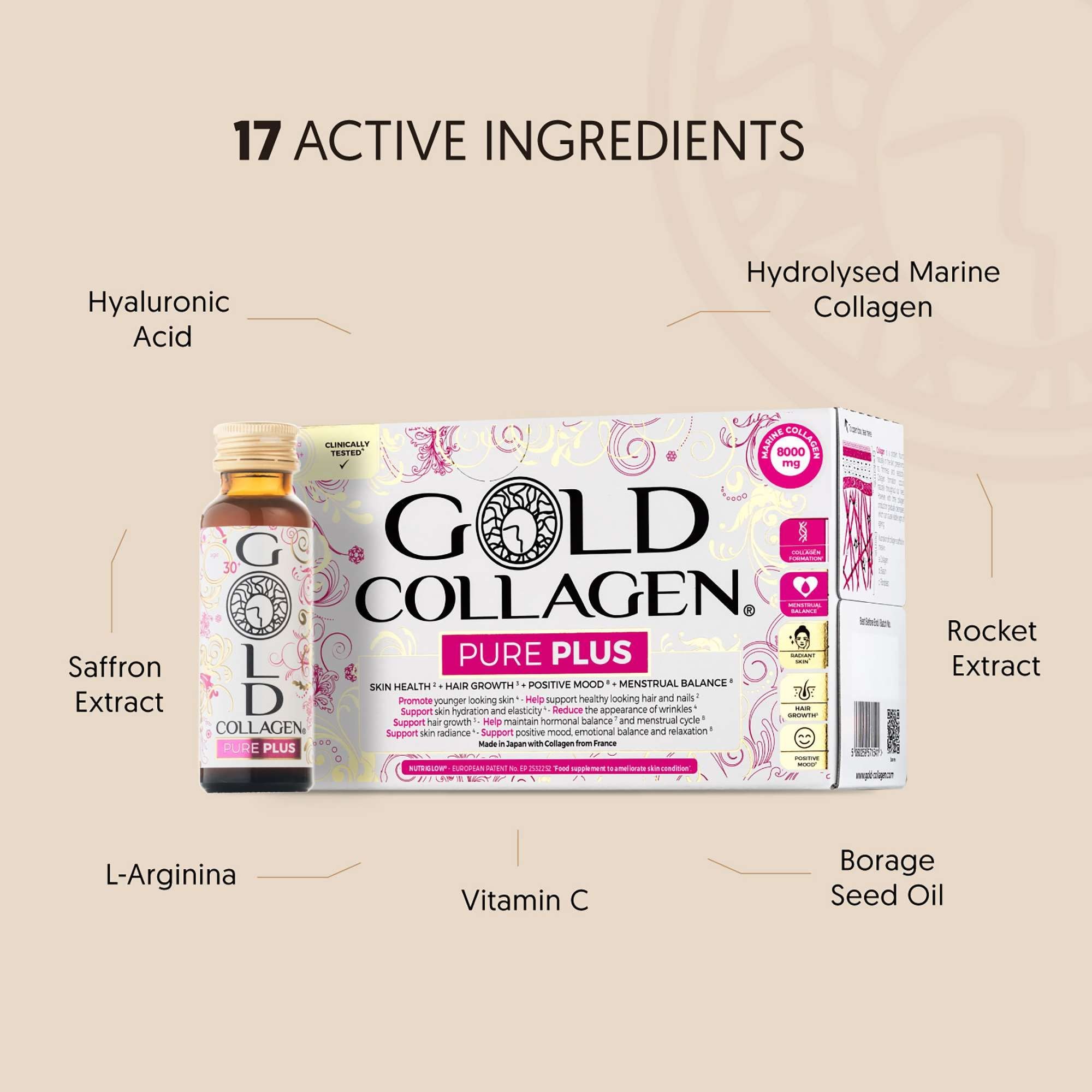 Gold Collagen Liquid Supplement Pure Plus Liquid Supplement For 30+ 10 x 50ml image 2